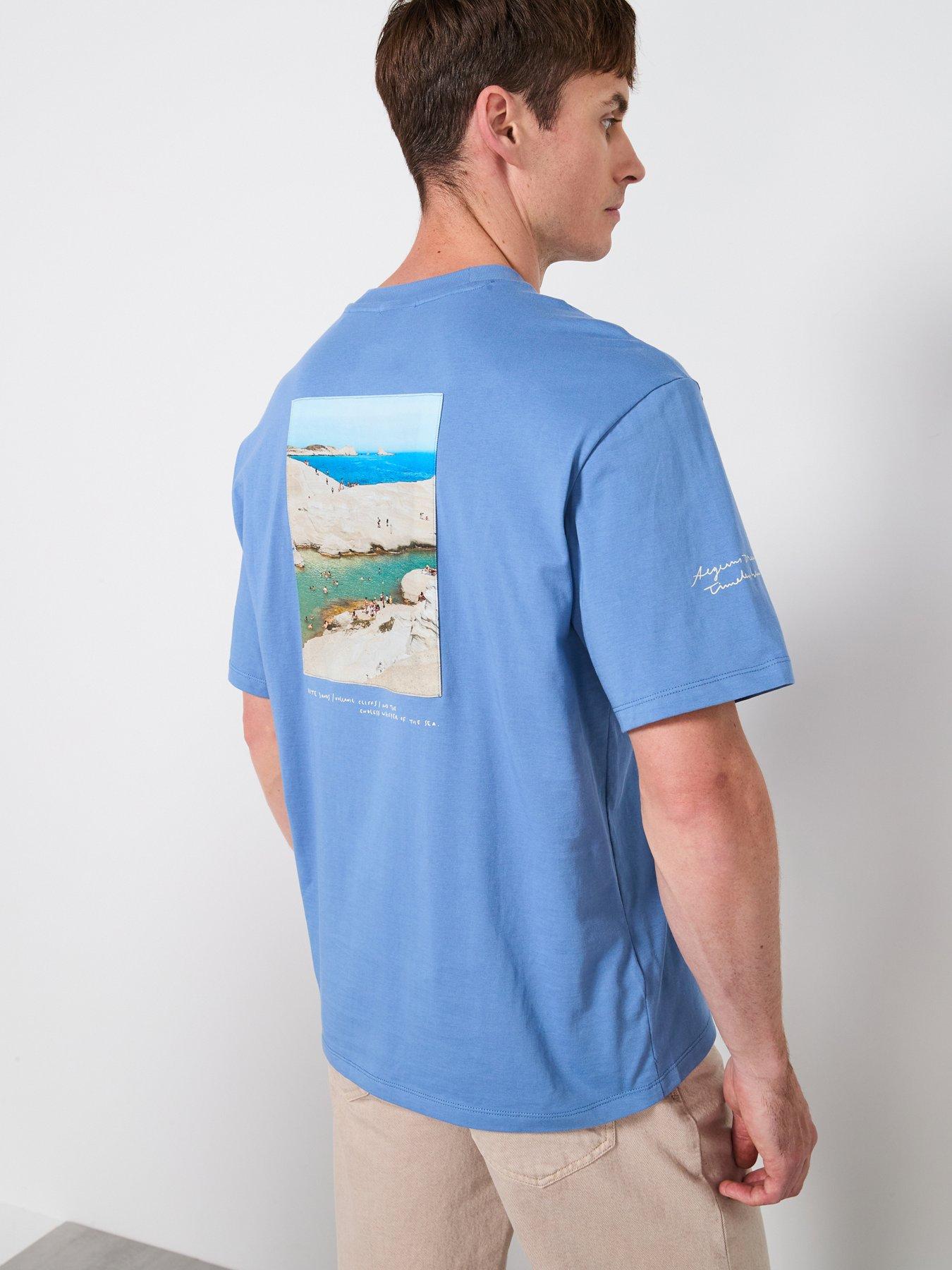 Mango Greek Back Graphic T-Shirt - Blue