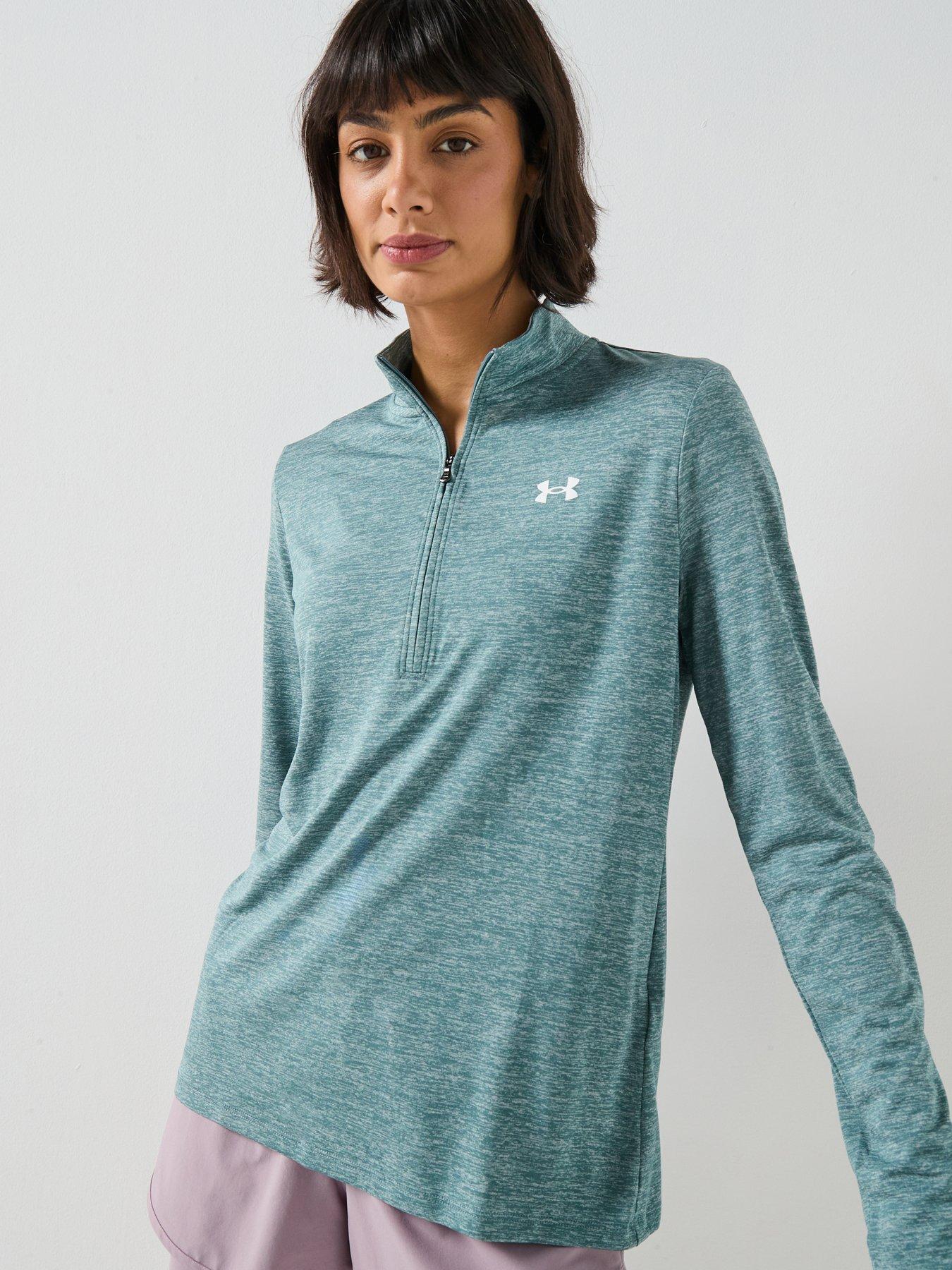 under-armour-womens-training-tech-twist-12-zip-top-green