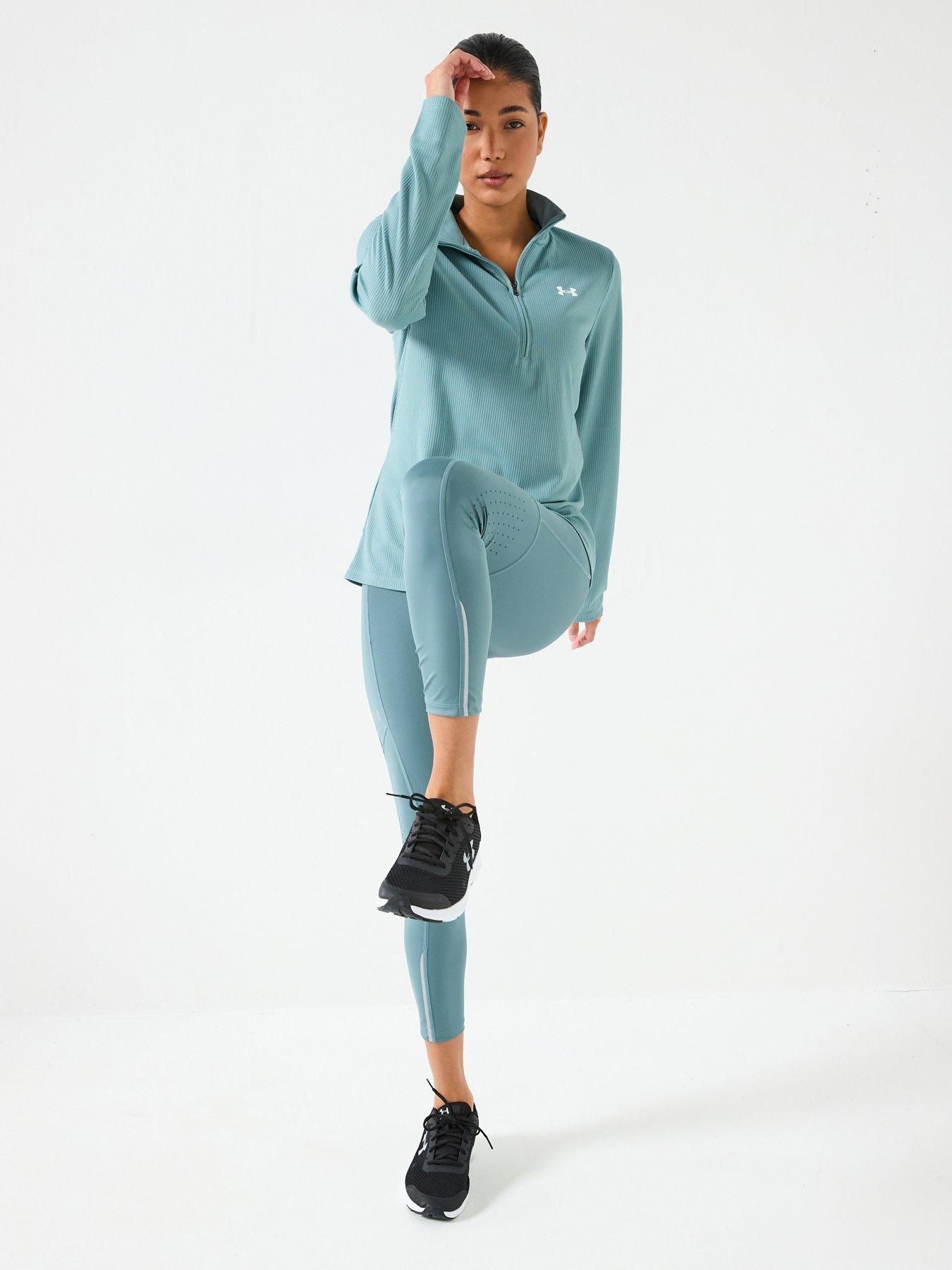 under-armour-womens-training-tech-rib-12-zip-top-greenback