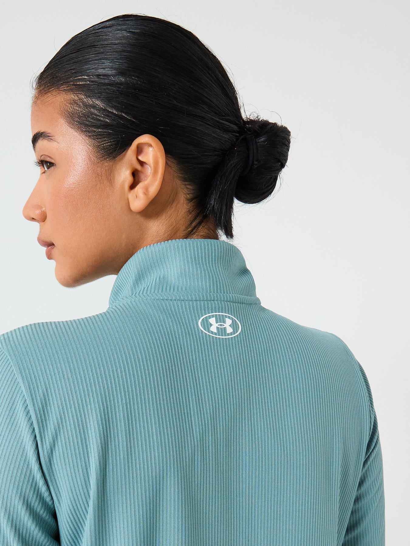 under-armour-womens-training-tech-rib-12-zip-top-greenoutfit