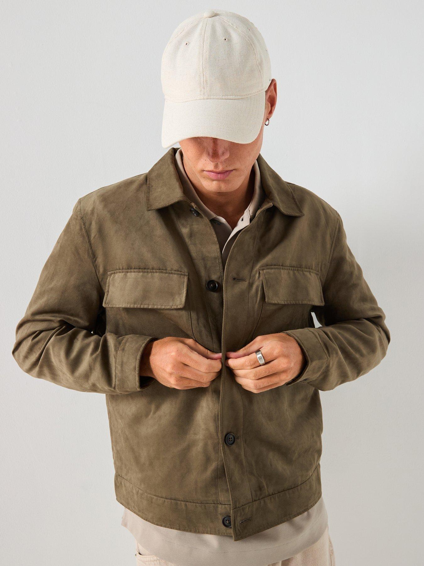 Image 1 of 6 of Mango Zonza Faux Suede Jacket - Khaki