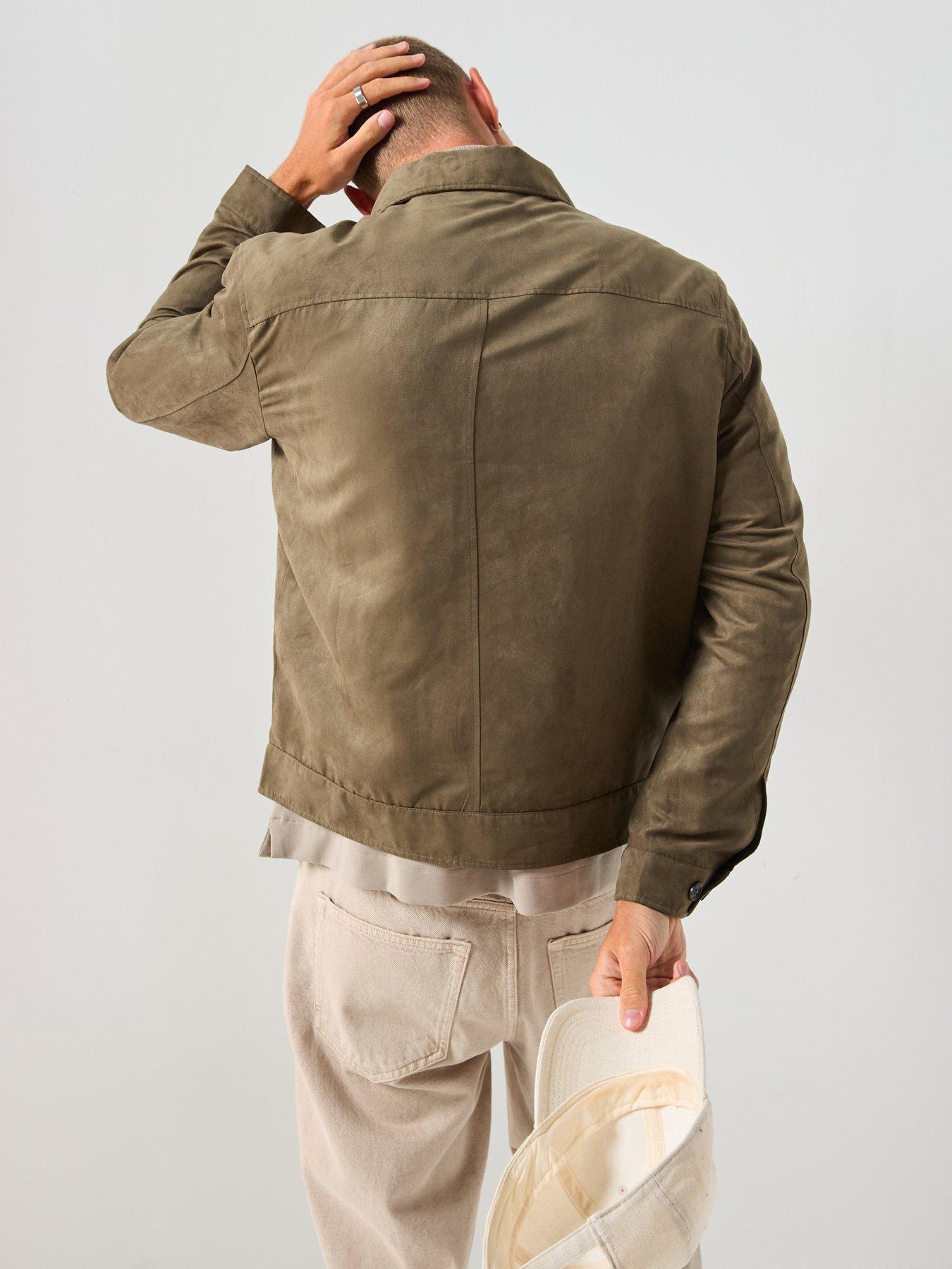 Image 2 of 6 of Mango Zonza Faux Suede Jacket - Khaki