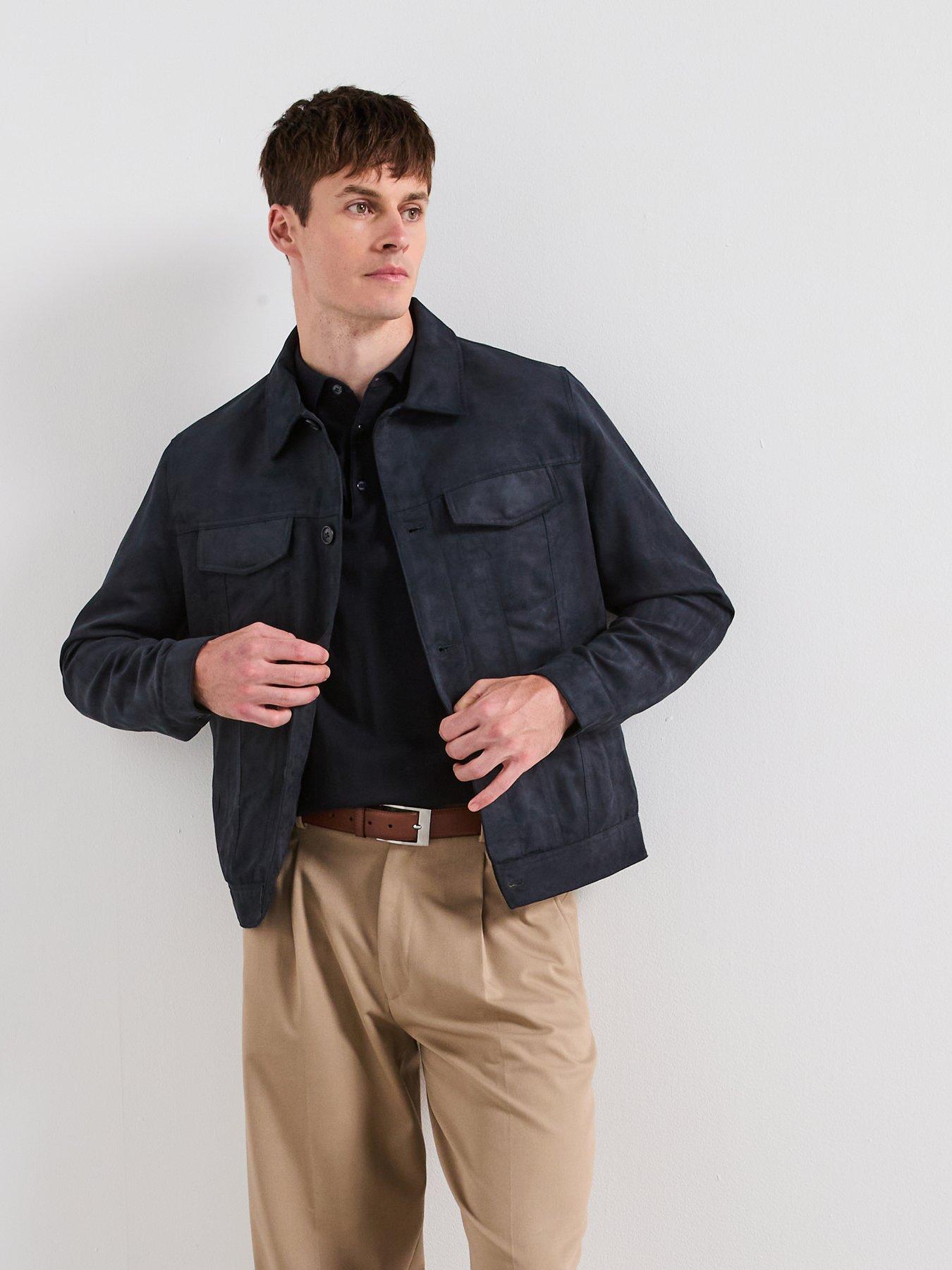 Mango Egan Faux Suede Jacket - Navy