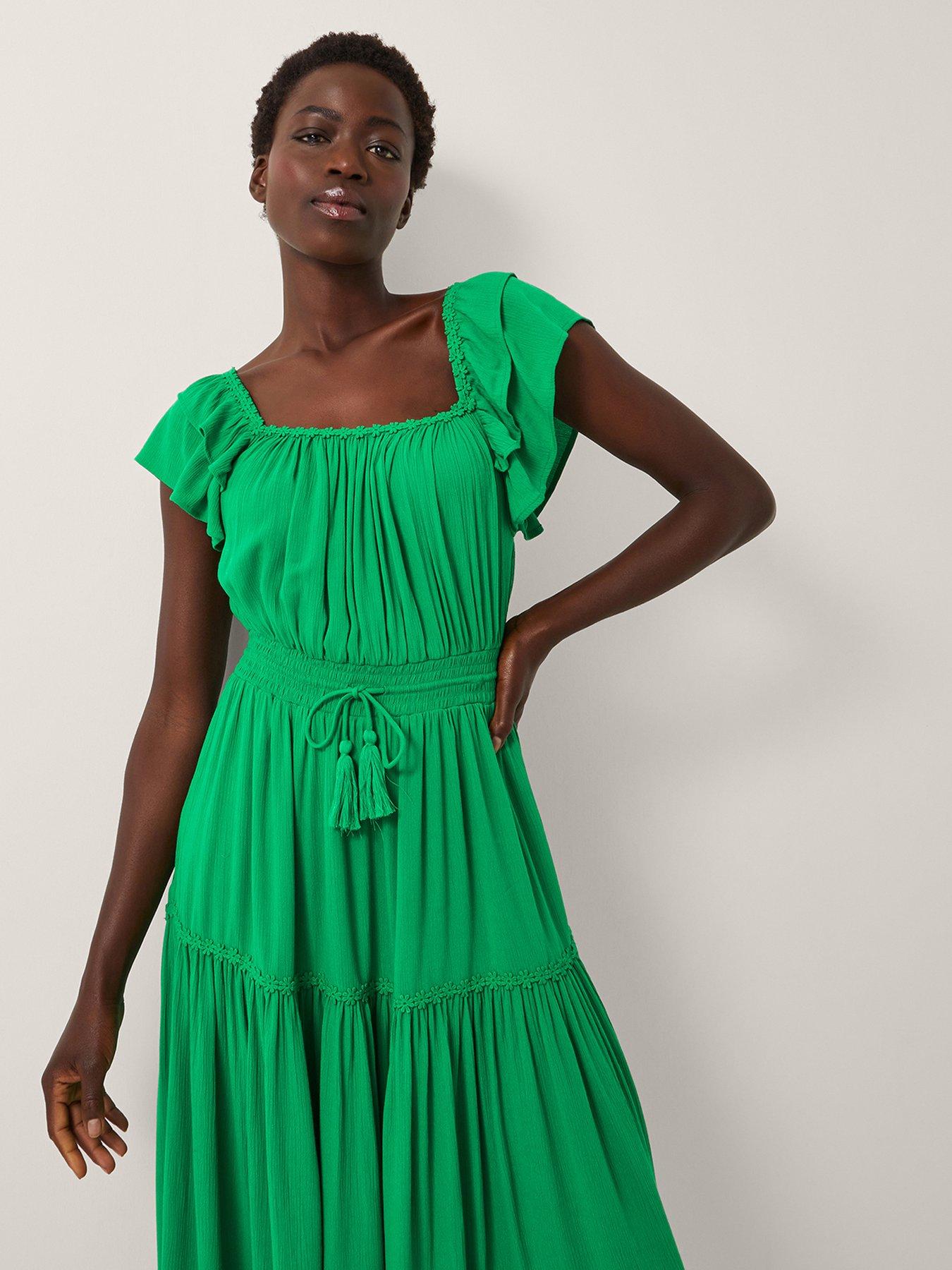 Image 3 of 6 of Monsoon Isabela Tiered Dress - Green
