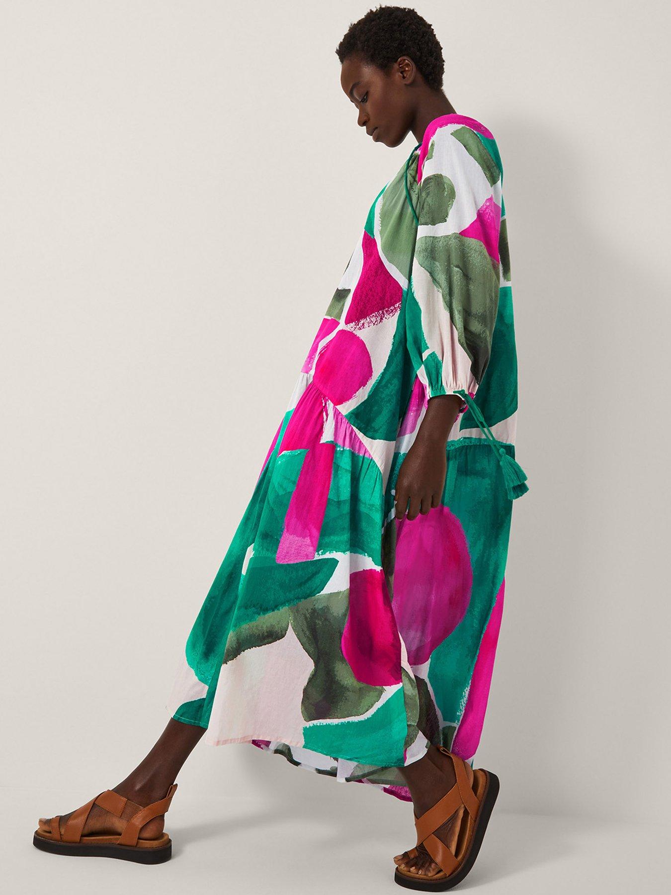 Image 1 of 4 of Monsoon Miley Midi Dress - Green