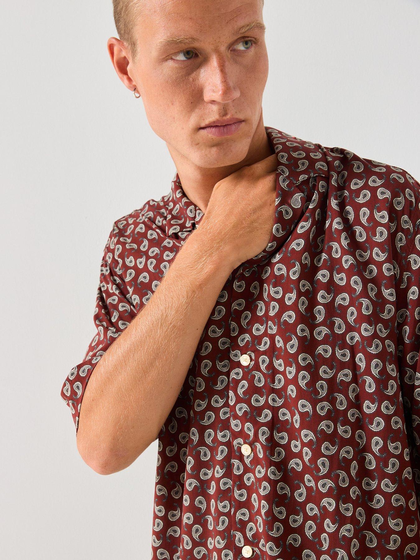mango-chill-short-sleeve-printed-shirt-dark-red