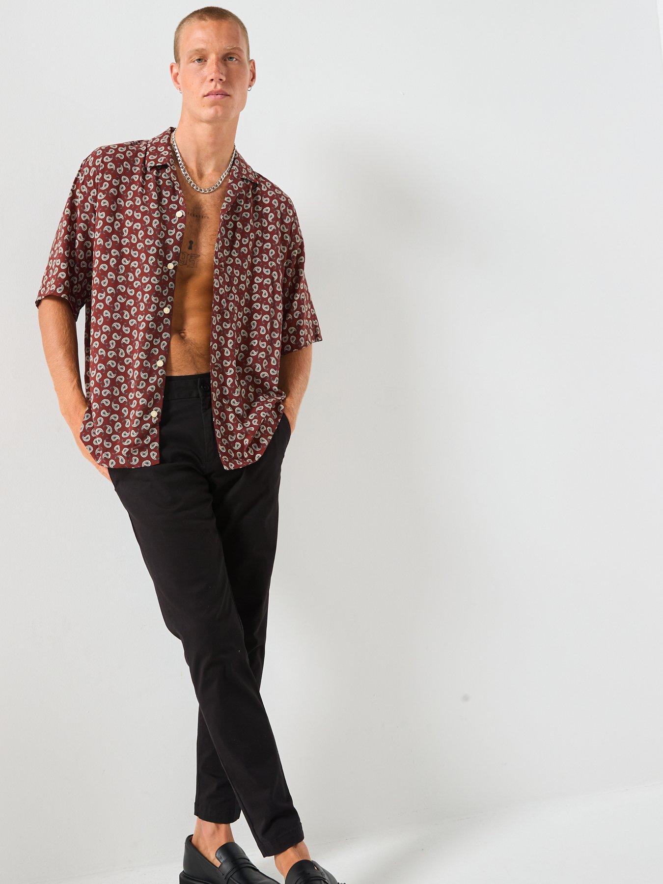 Image 3 of 6 of Mango Chill Short Sleeve Printed Shirt - Dark Red