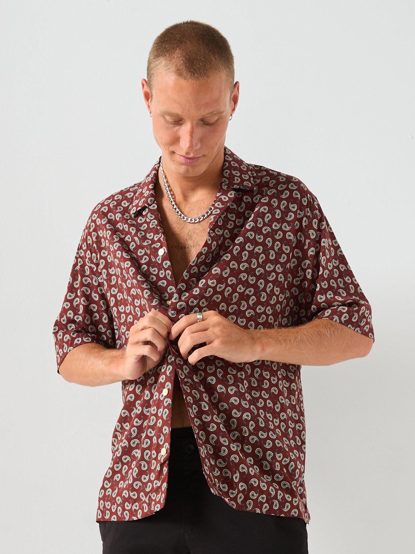 Image 4 of 6 of Mango Chill Short Sleeve Printed Shirt - Dark Red