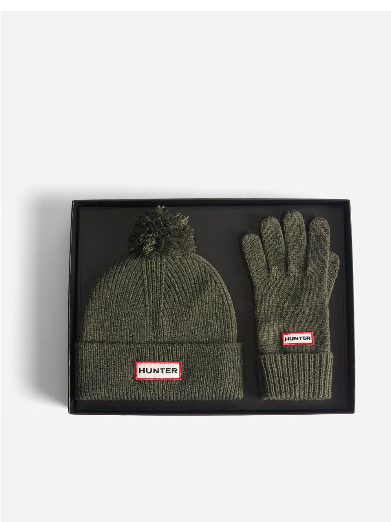 Image 1 of 4 of Hunter Ribbed Pom Beanie/Gloves Box Set - Khaki