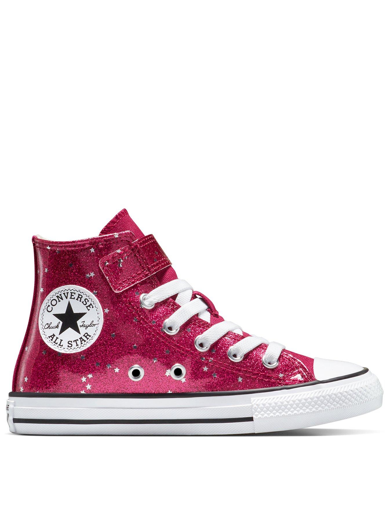 Converse Kids Chuck Taylor All Star Glitter Easy-On High Tops - Pink
