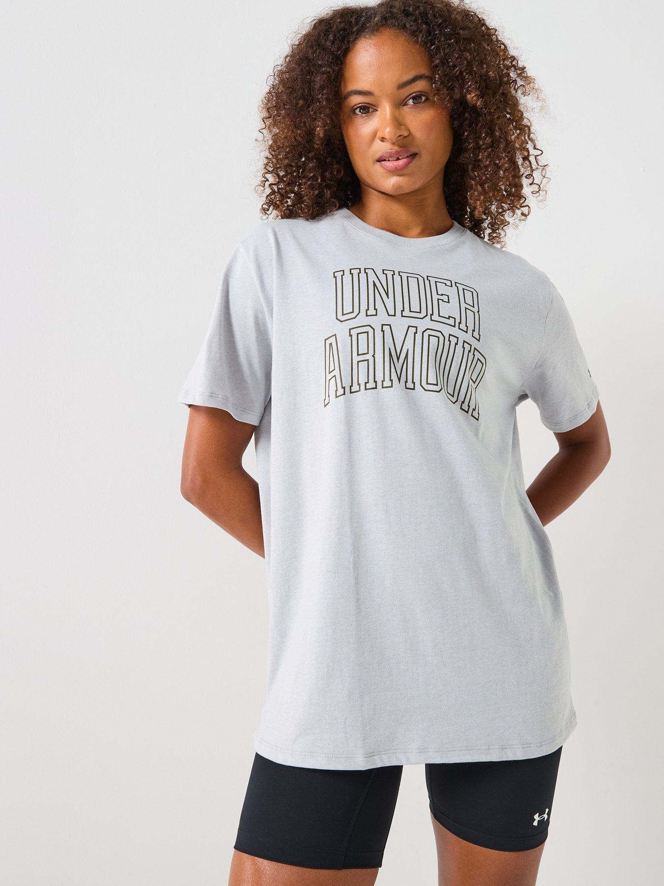 Image 1 of 5 of UNDER ARMOUR Womens Training Rival Oversized Campus T-Shirt - Grey
