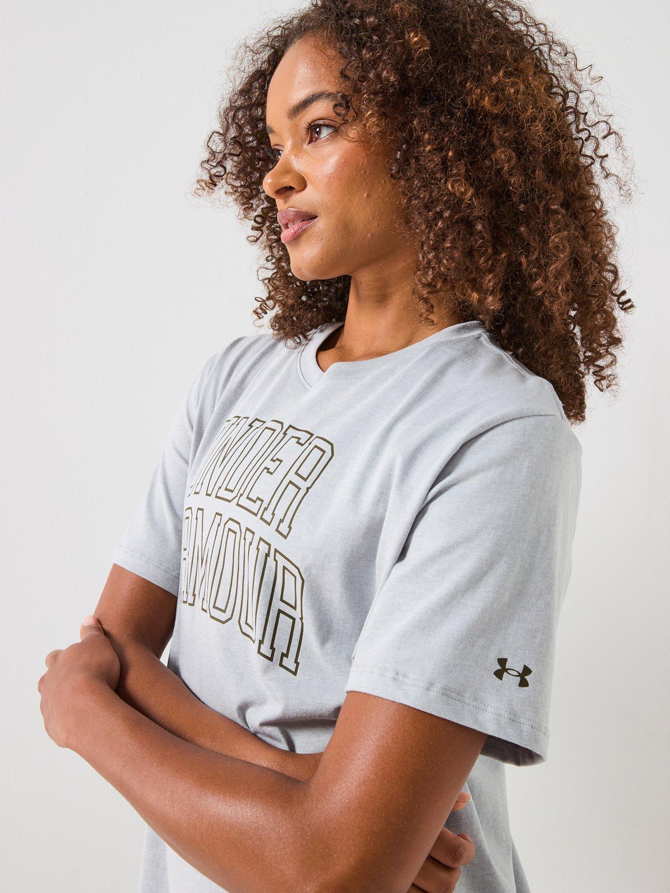 Image 4 of 5 of UNDER ARMOUR Womens Training Rival Oversized Campus T-Shirt - Grey
