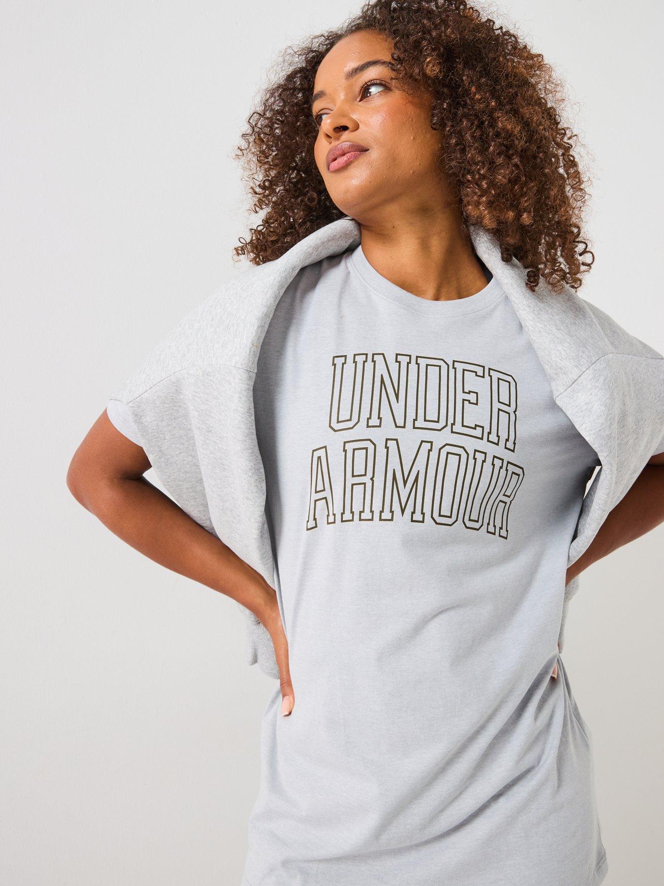 Image 5 of 5 of UNDER ARMOUR Womens Training Rival Oversized Campus T-Shirt - Grey