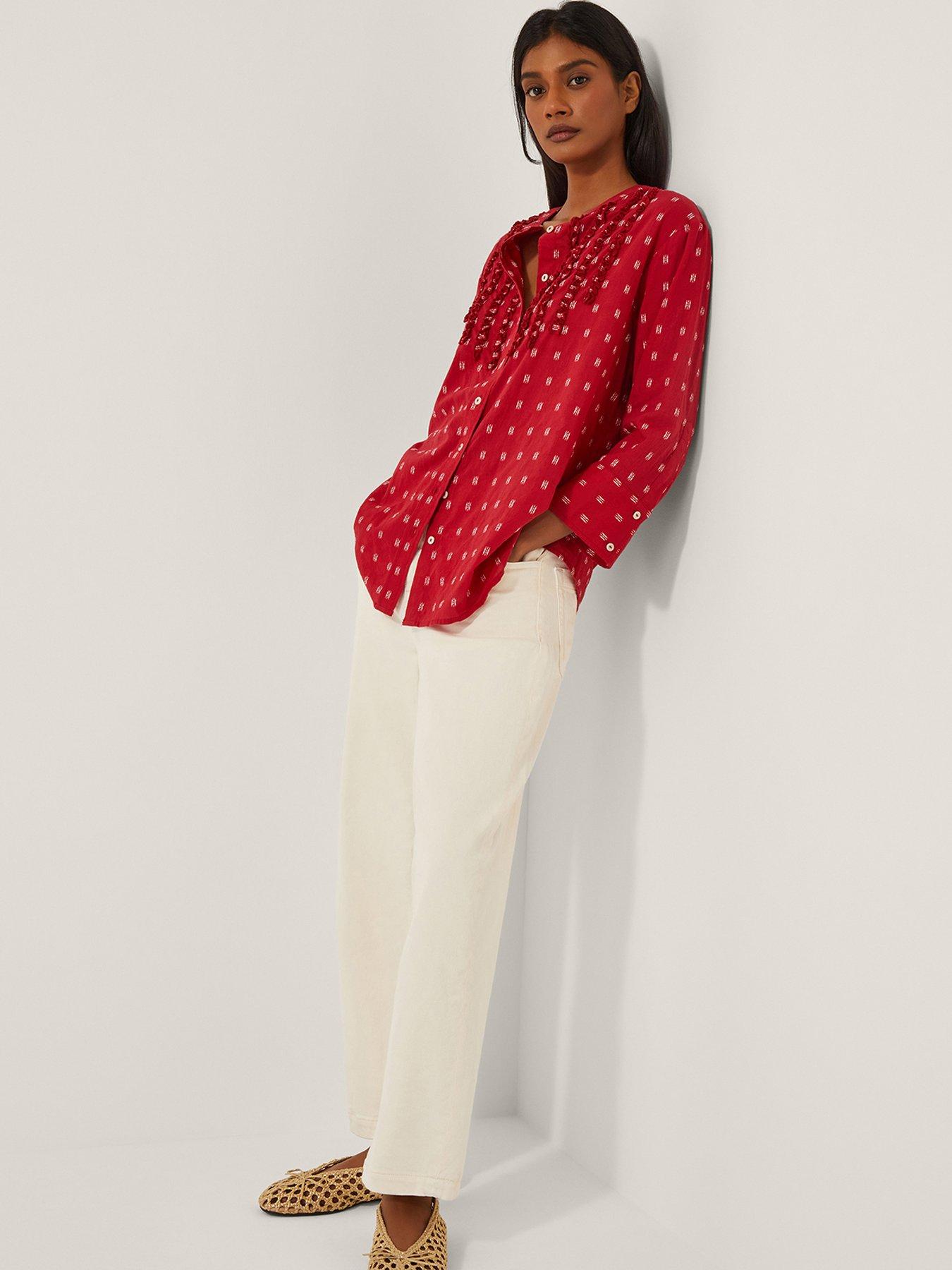 Image 3 of 4 of Monsoon Poppy Dobby Blouse - Red