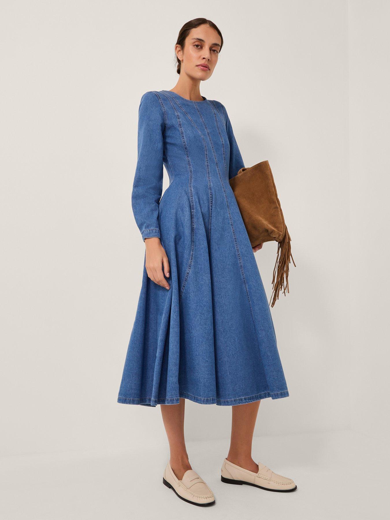 Monsoon Isadora Seamed Dress - Blue