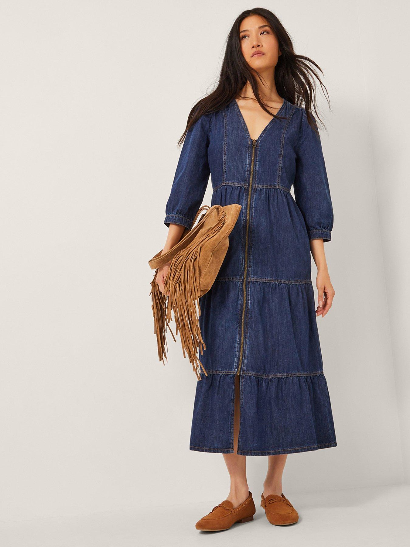 Monsoon Maya Zip Dress - Blue