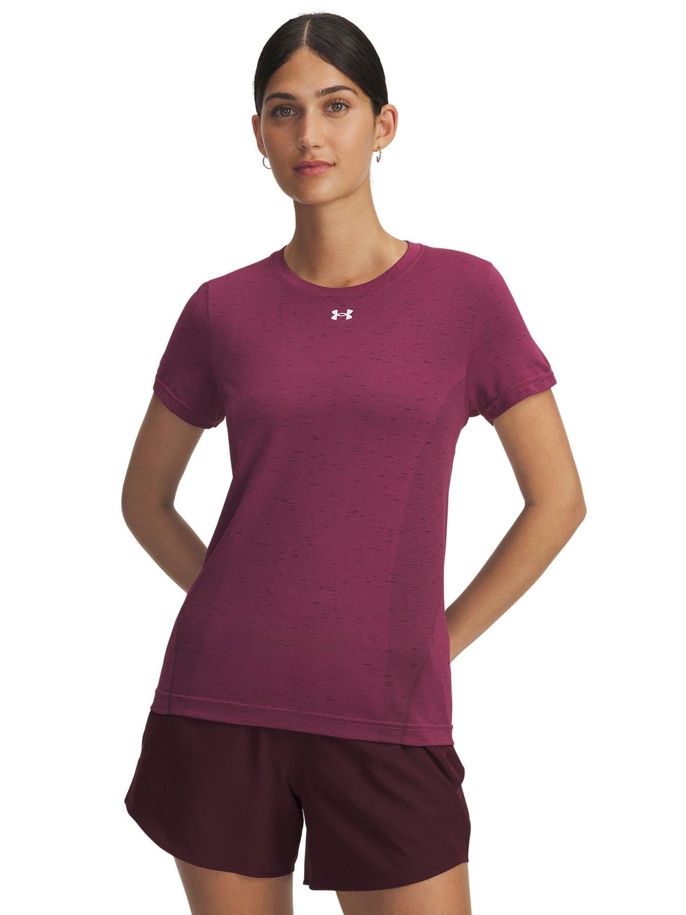 UNDER ARMOUR Womens Training Vanish Seamless Loose T-Shirt - Burgundy