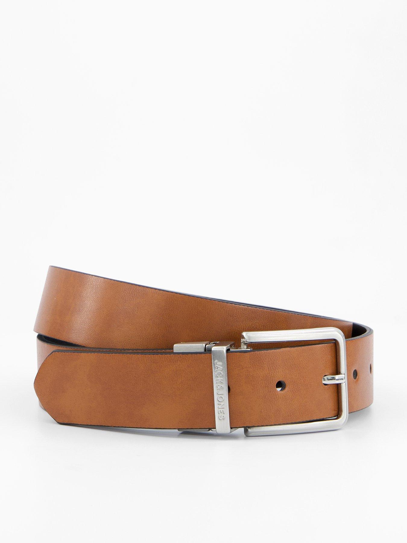 Image 1 of 4 of Jack & Jones Garda Pu Reversible Leather Belt - Brown