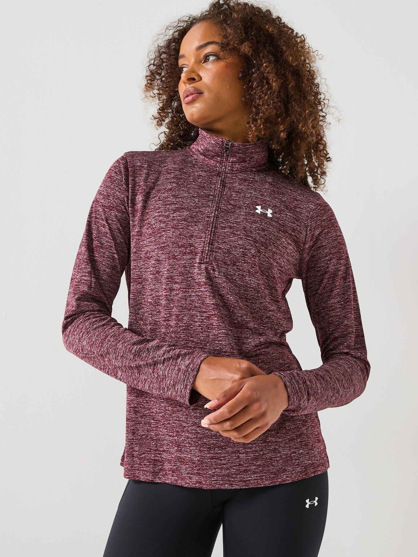 UNDER ARMOUR Womens Training Tech Twist 1/2 Zip Top - Burgundy