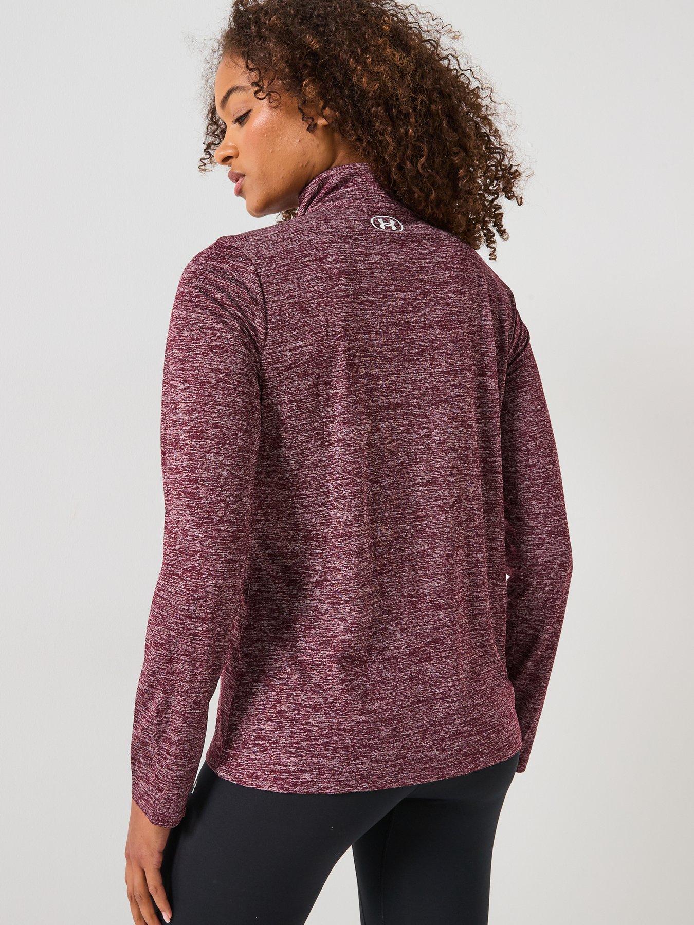 under-armour-womens-training-tech-twist-12-zip-top-burgundystillFront