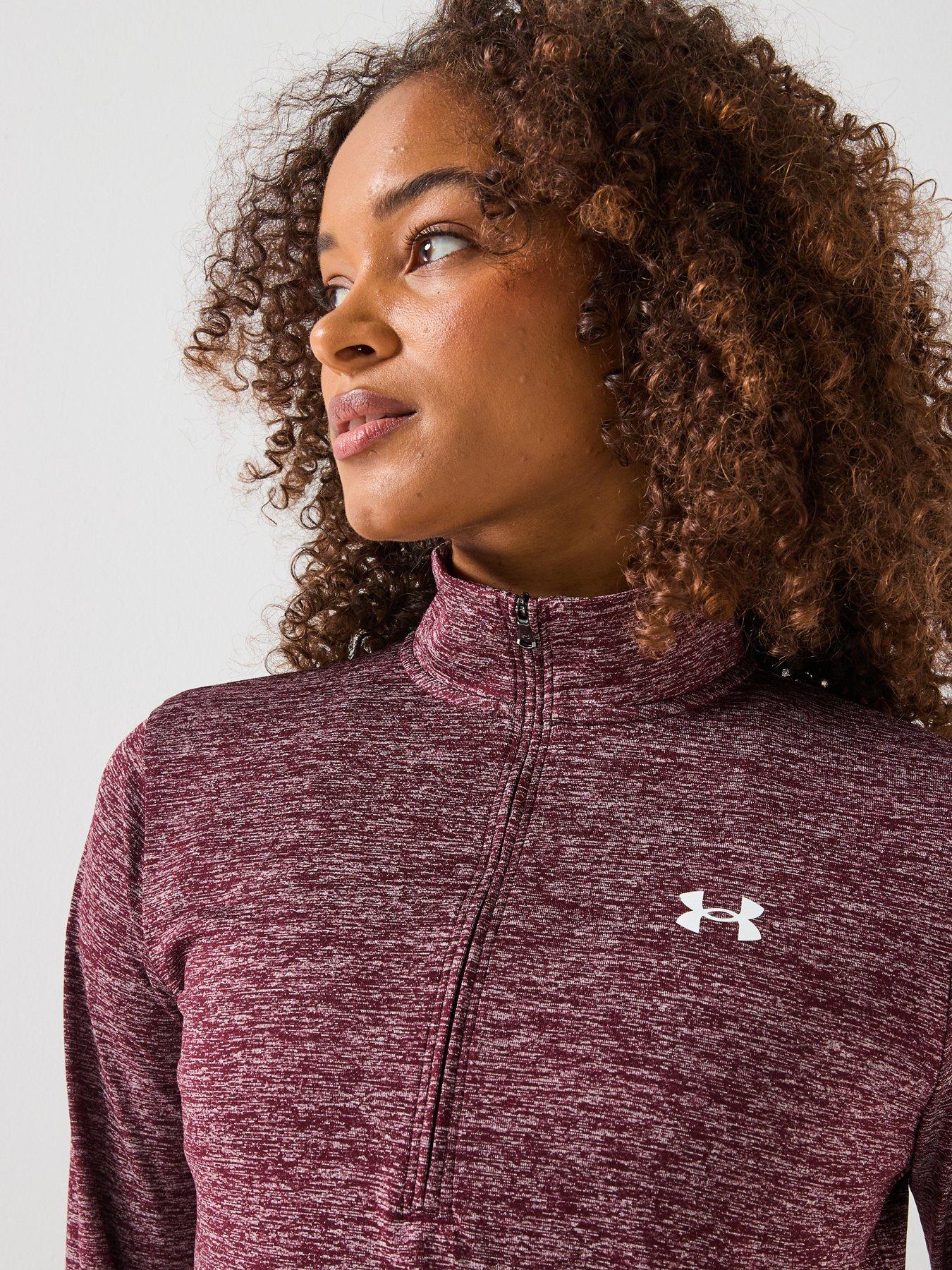 under-armour-womens-training-tech-twist-12-zip-top-burgundyoutfit