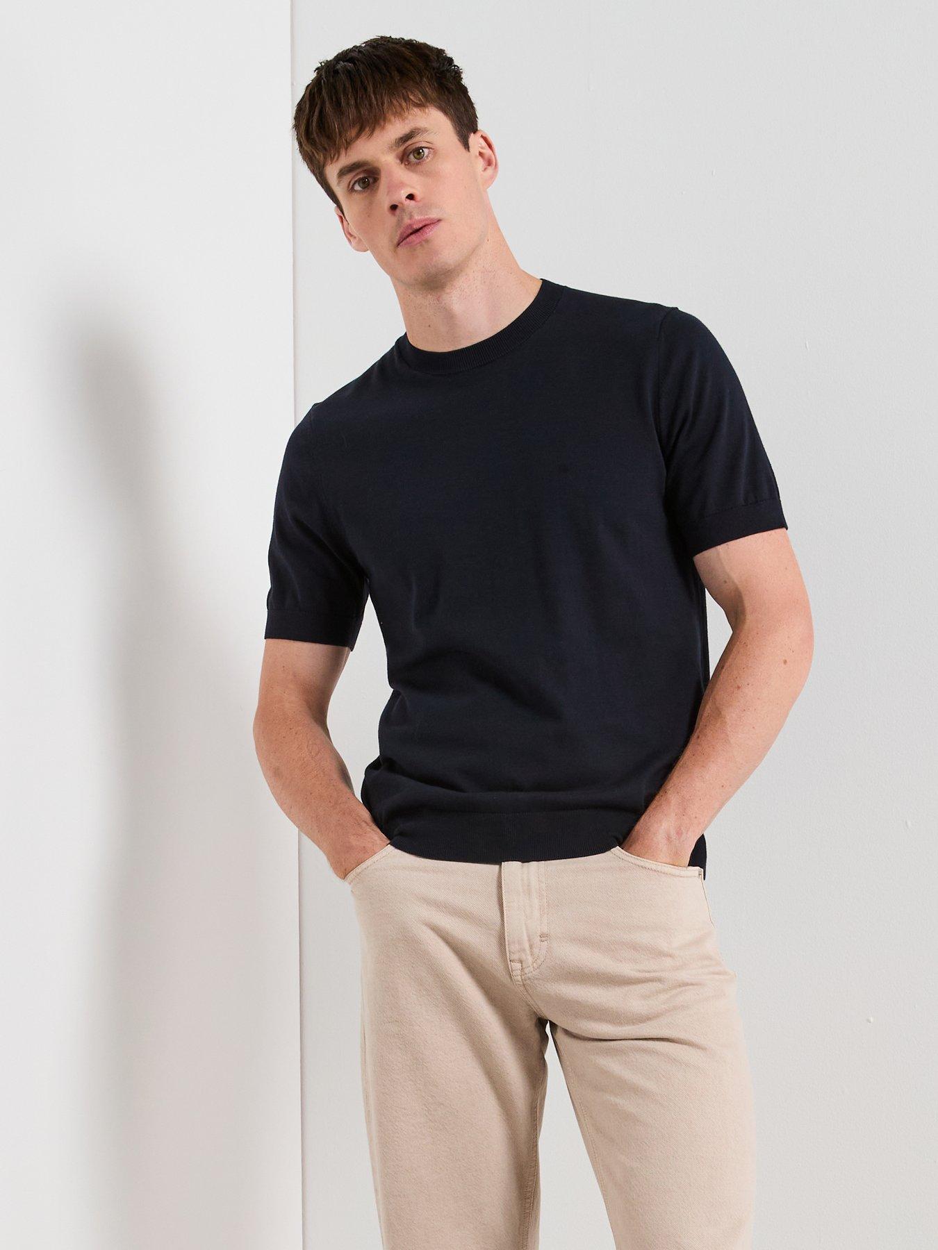 Mango Arraona Knitted T-Shirt - Navy