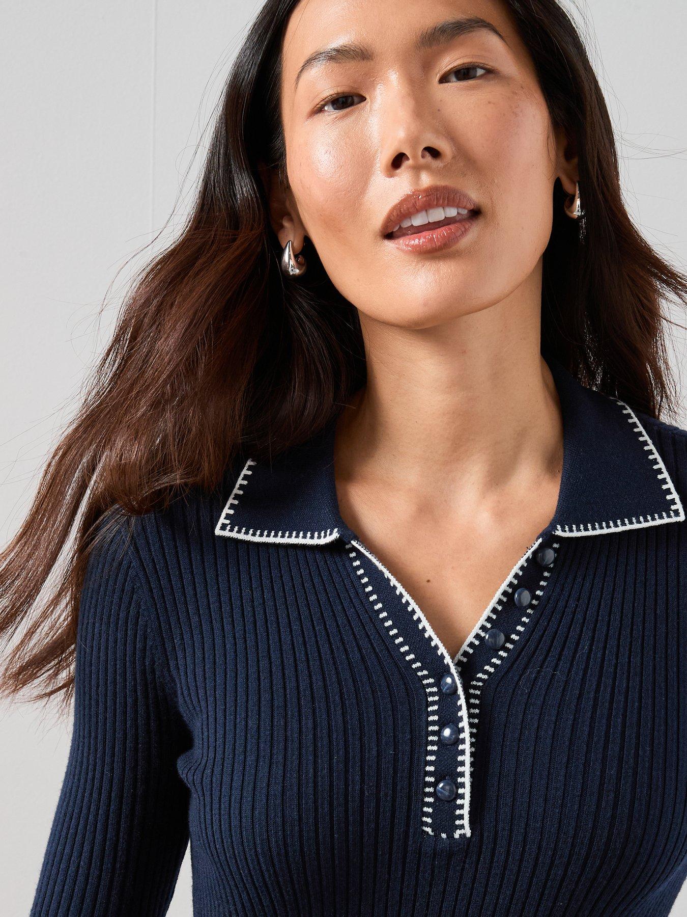 the-very-collection-collared-neck-midaxi-dress-with-stitch-detail-blueoutfit