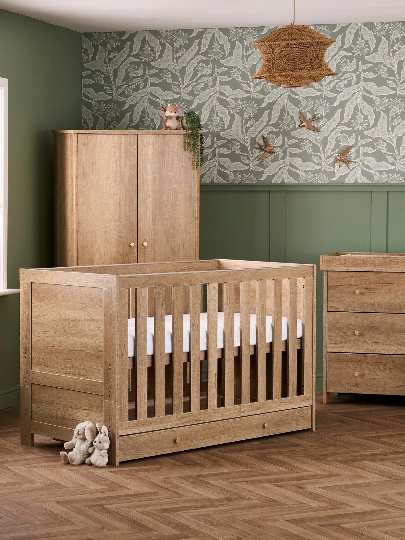 Image of Obaby Nika 3 Piece Room Set & Under Drawer - Oak