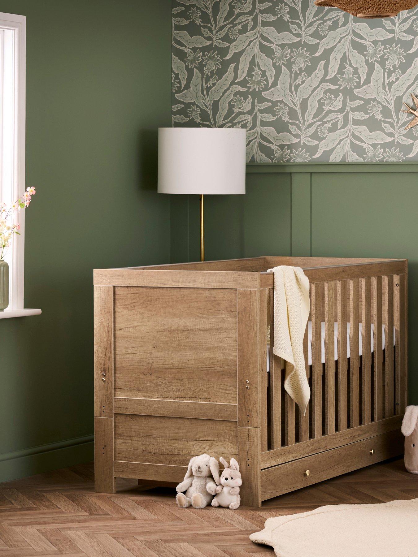 Image of Obaby Nika Cot Bed & Under Drawer - Oak