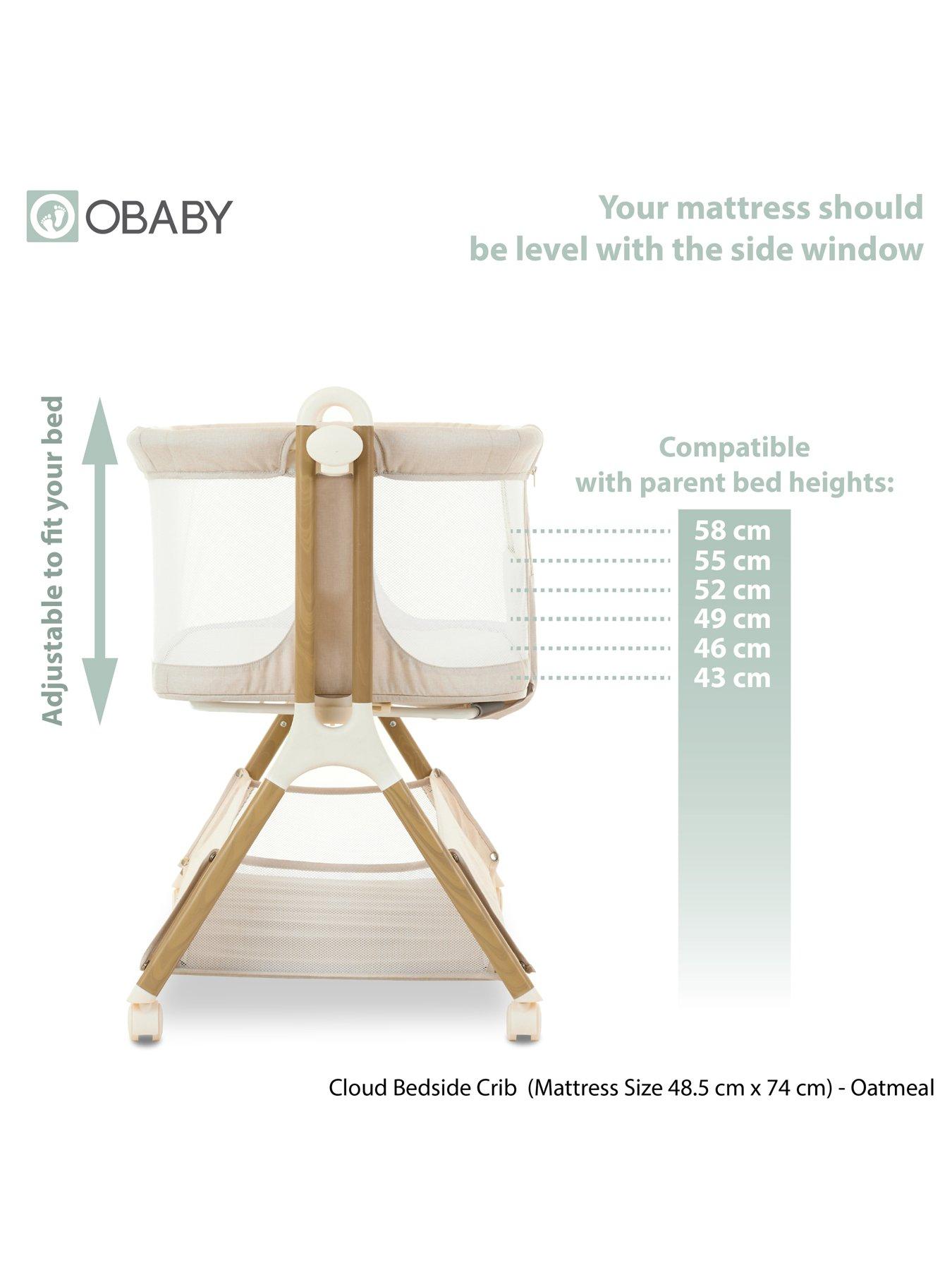 Image 6 of 7 of Obaby Bedside Crib - Oatmeal