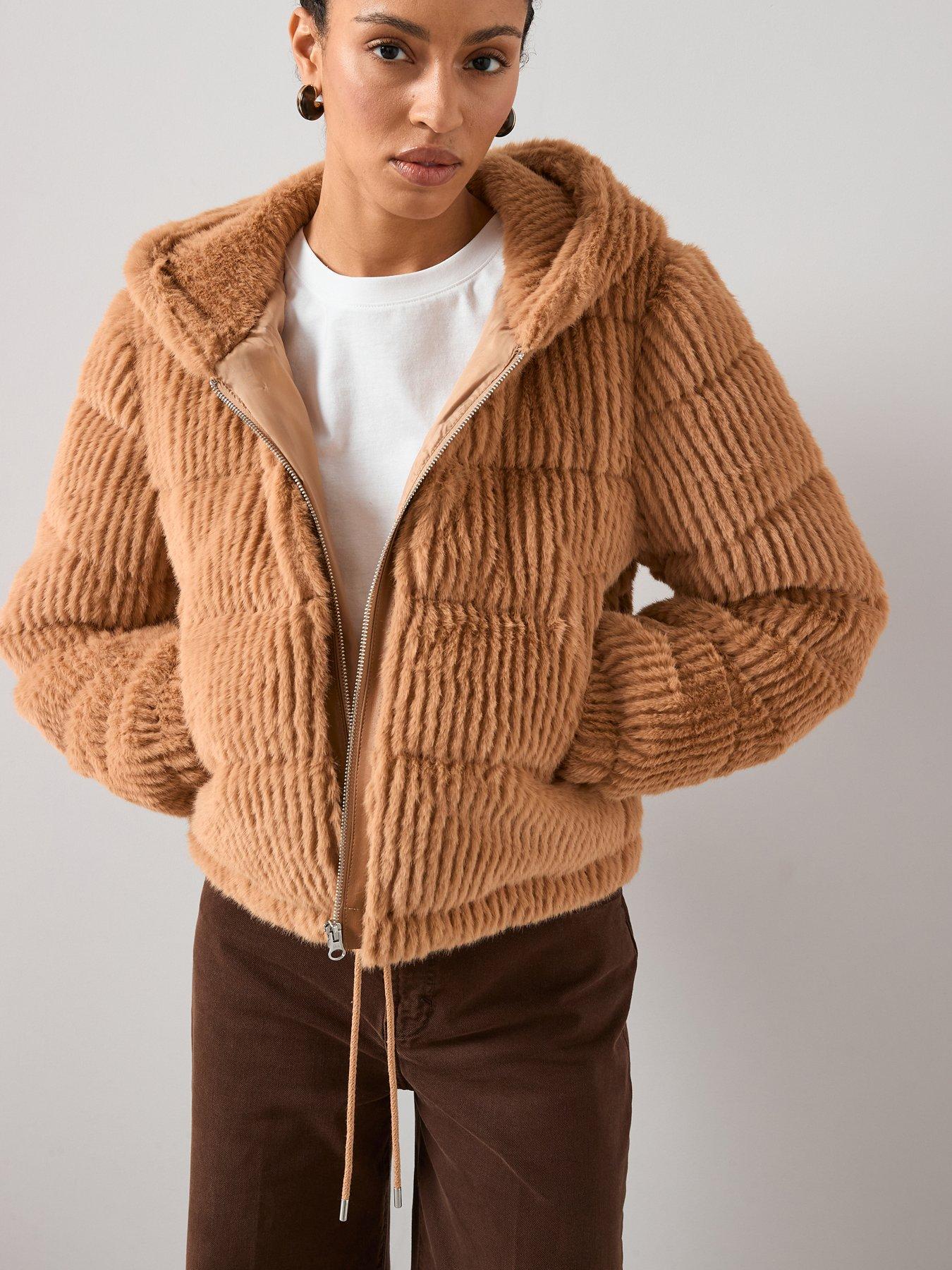 the-very-collection-faux-fur-hooded-padded-coat-caramel
