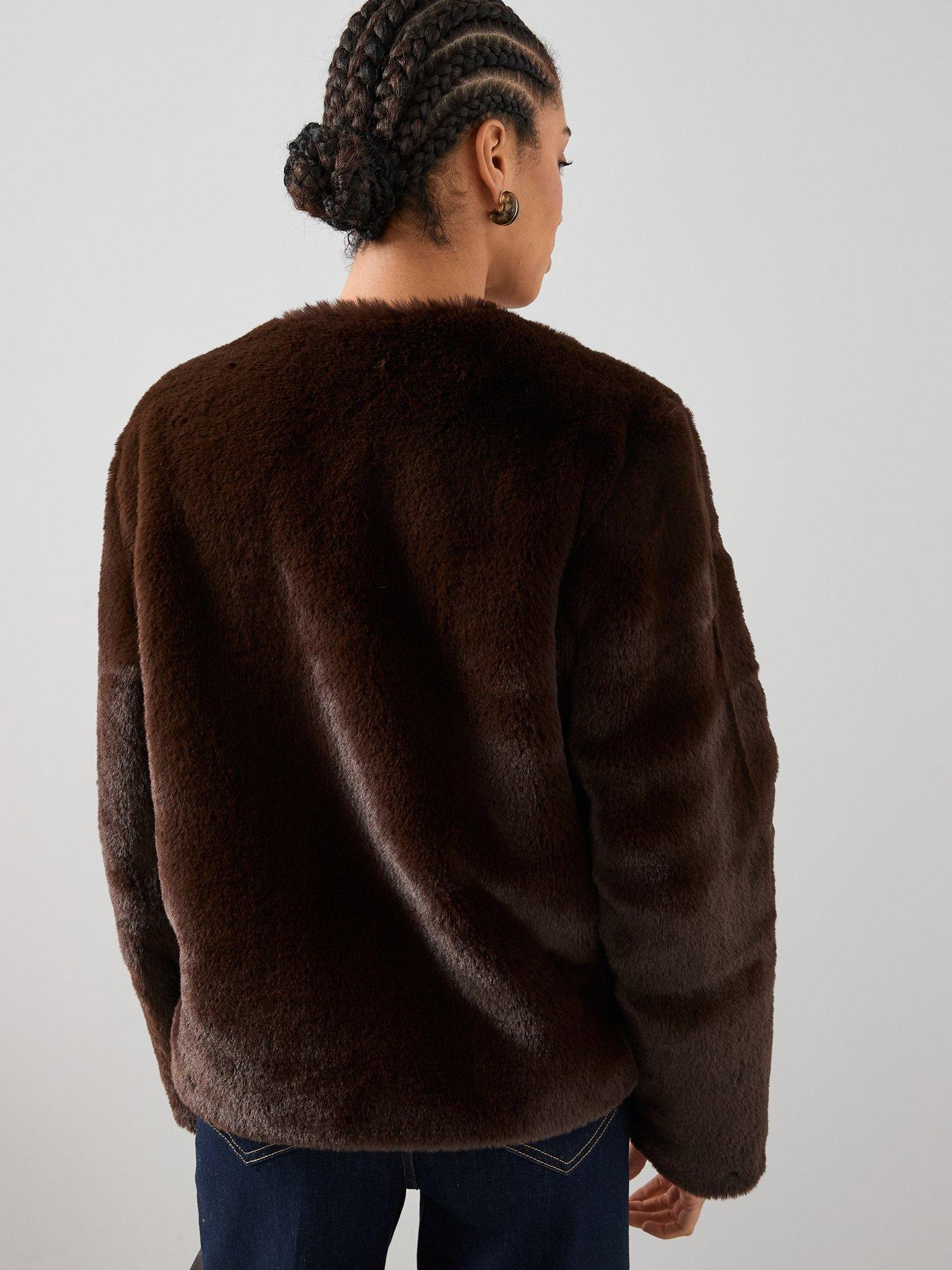 the-very-collection-faux-fur-collarless-jacket-with-buckle-details-brownstillFront