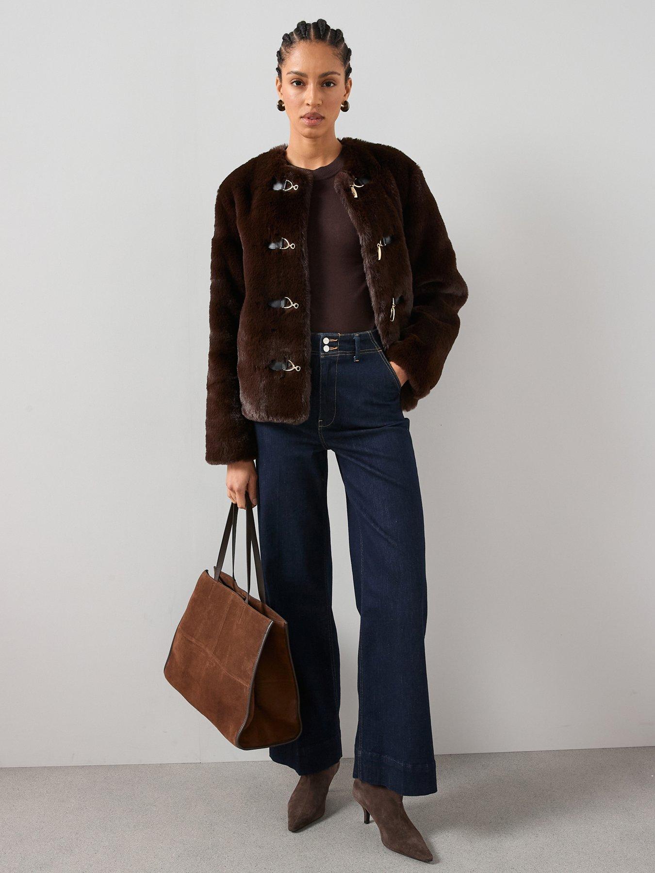 the-very-collection-faux-fur-collarless-jacket-with-buckle-details-brownback