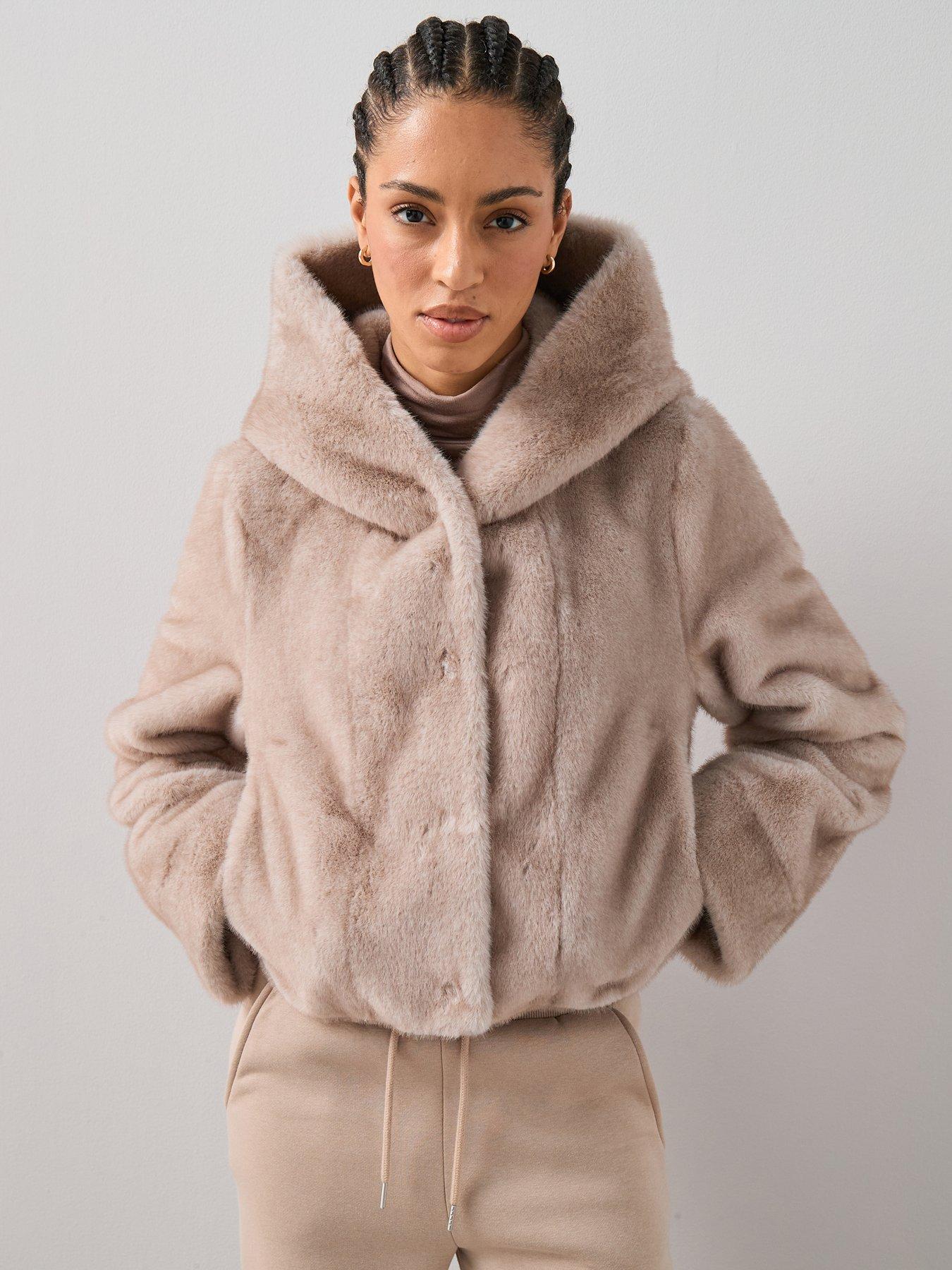 the-very-collection-faux-fur-hooded-coat-beige
