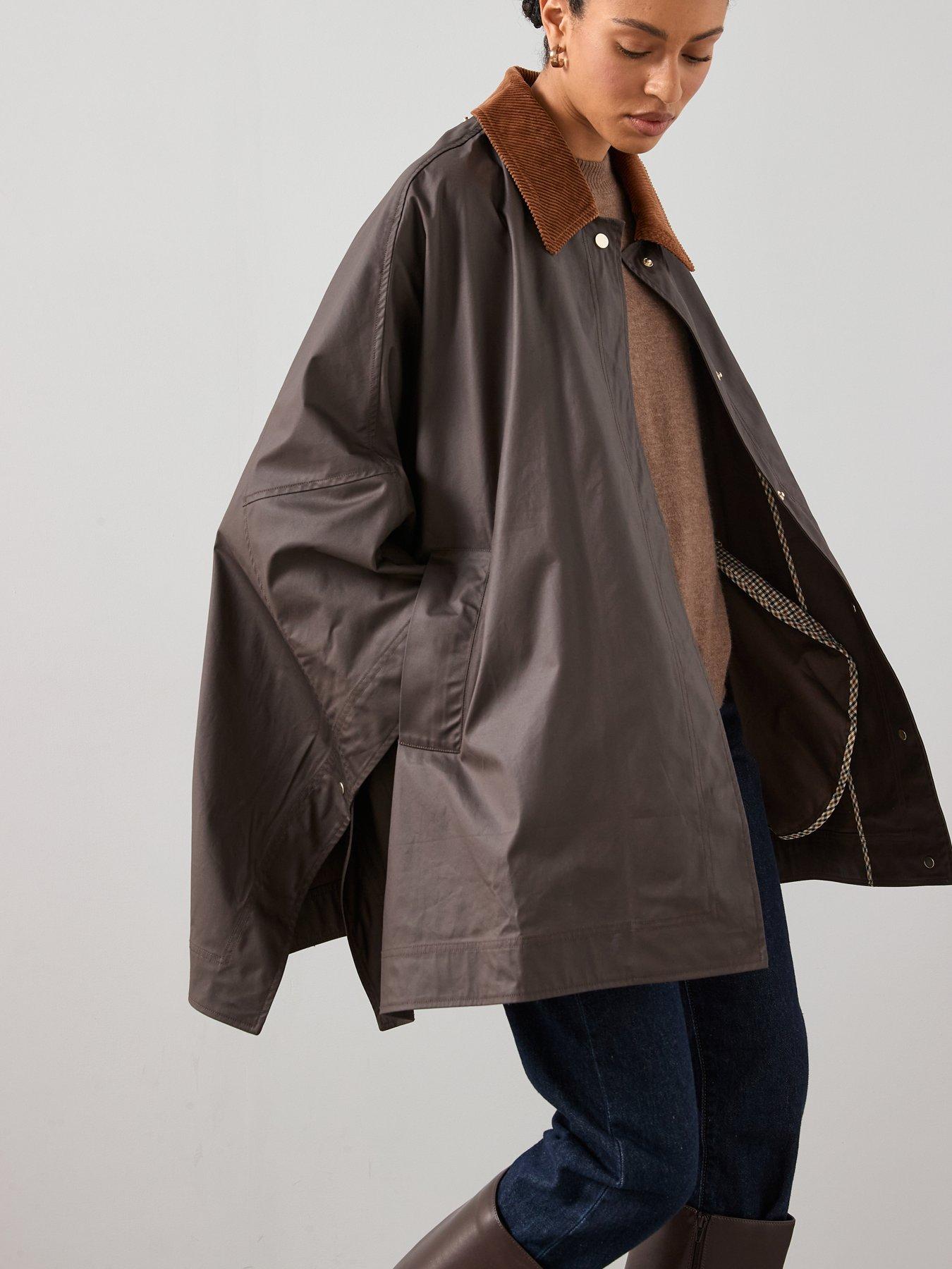 the-very-collection-contrast-collar-waxed-cape-brownoutfit