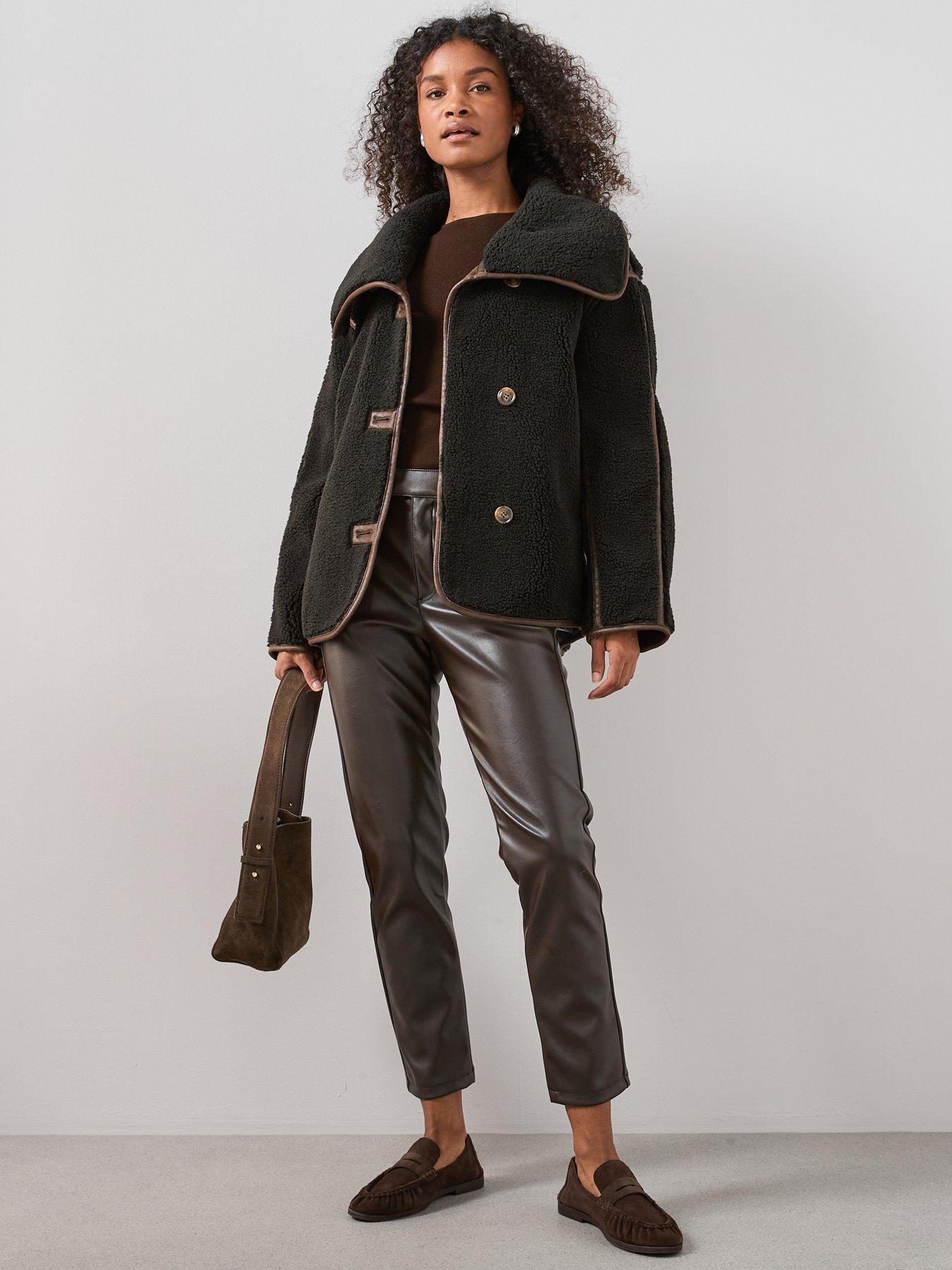 the-very-collection-pu-trim-faux-shearling-coat-dark-brownback