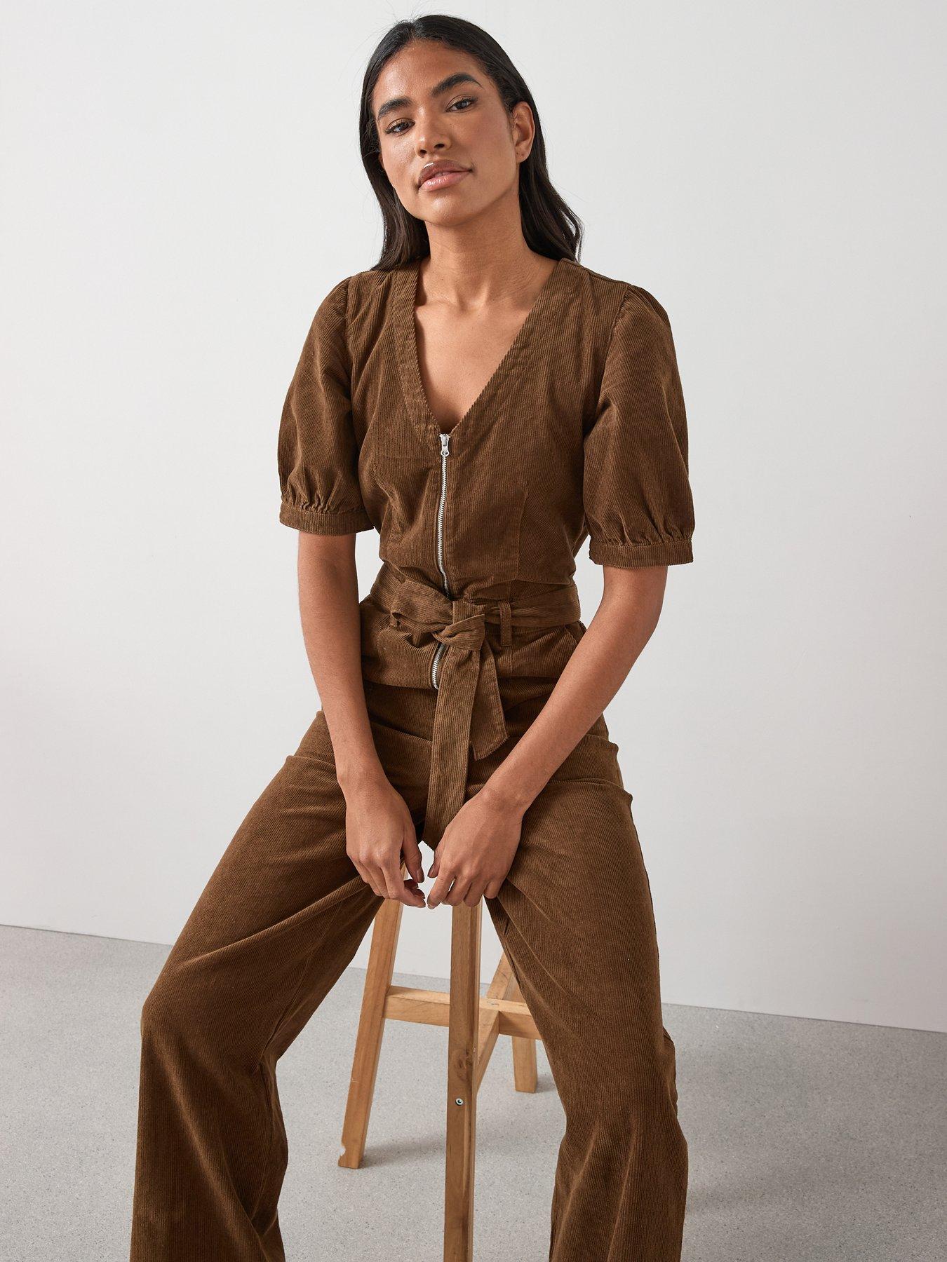 the-very-collection-v-neck-cord-zip-through-jumpsuit-beigeoutfit