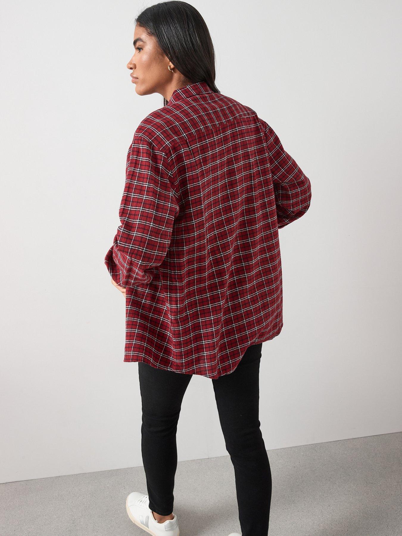 the-very-collection-brushed-longline-check-shirt-redstillFront