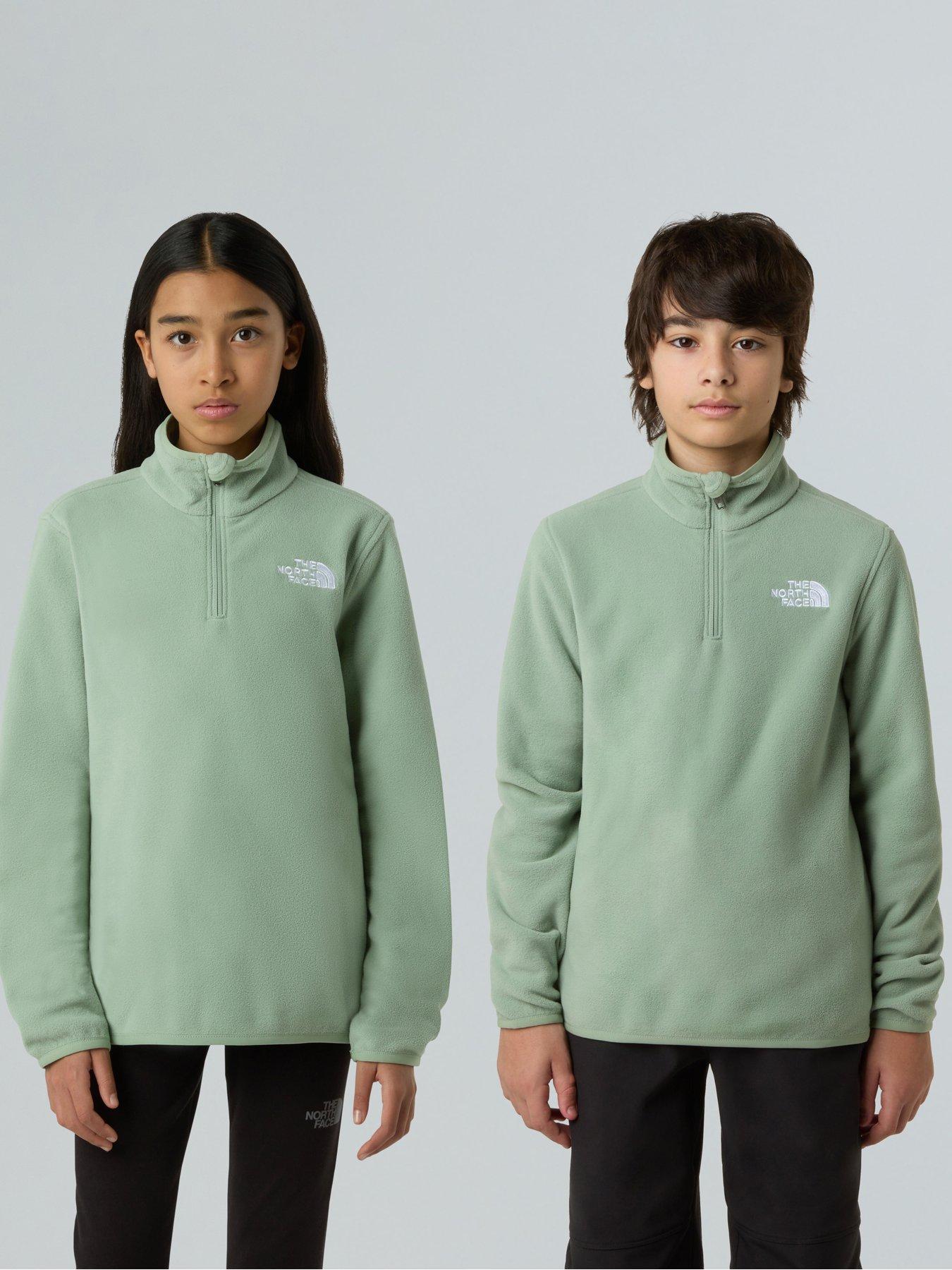 the-north-face-teen-glacier-14-zip-pullover-fleece-green