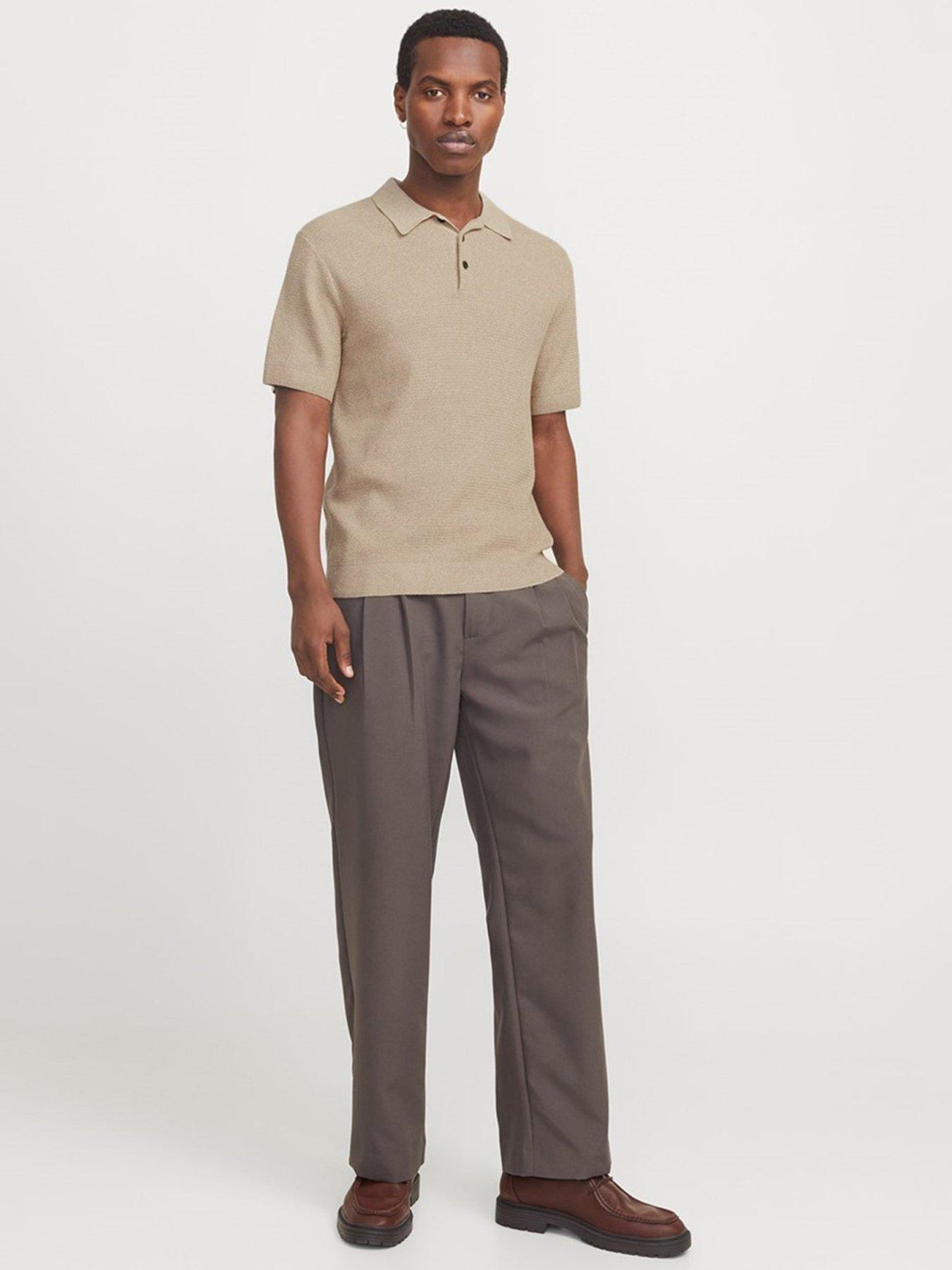 Image 3 of 6 of Jack & Jones Premium Knitted Polo Shirt - Beige