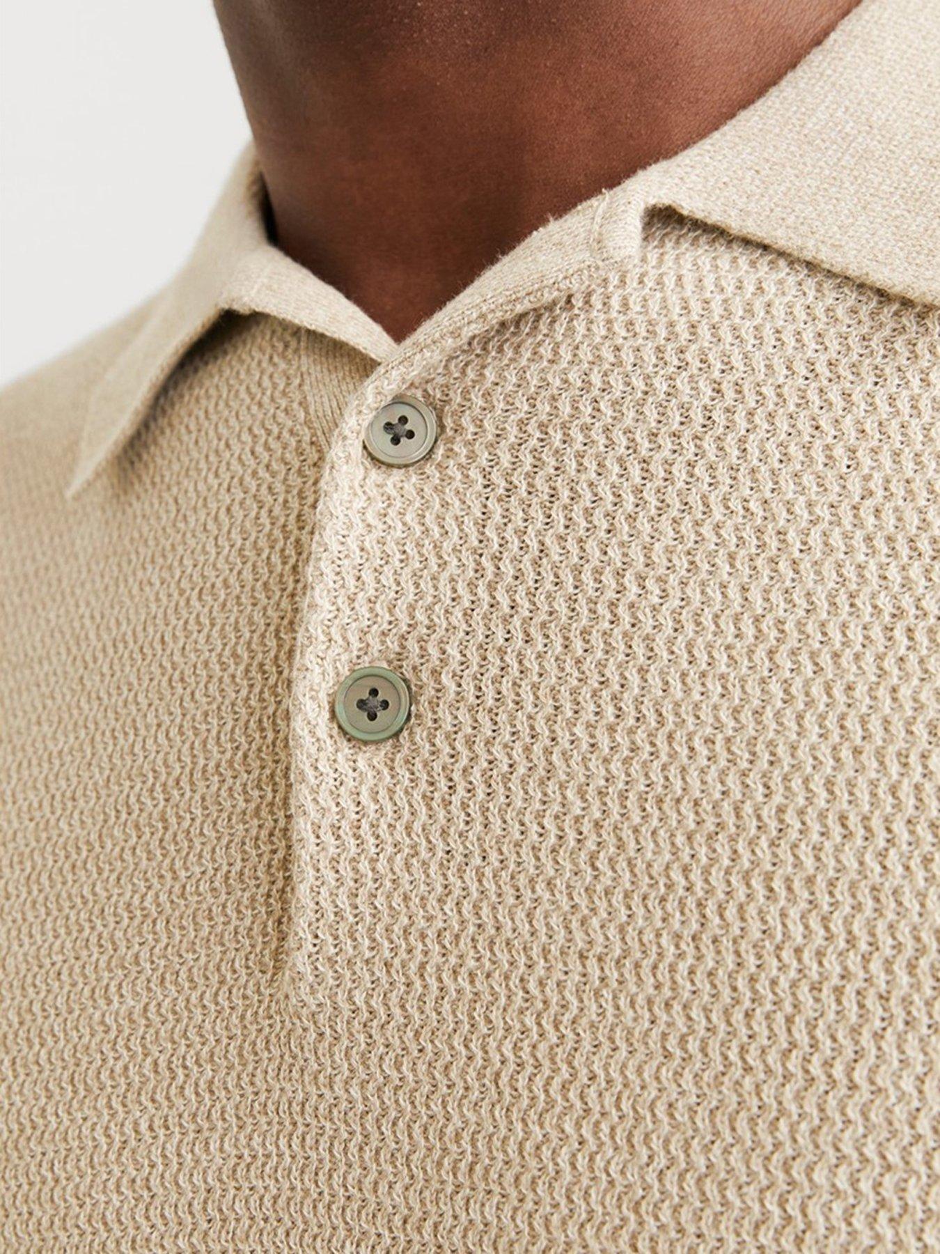 Image 5 of 6 of Jack & Jones Premium Knitted Polo Shirt - Beige
