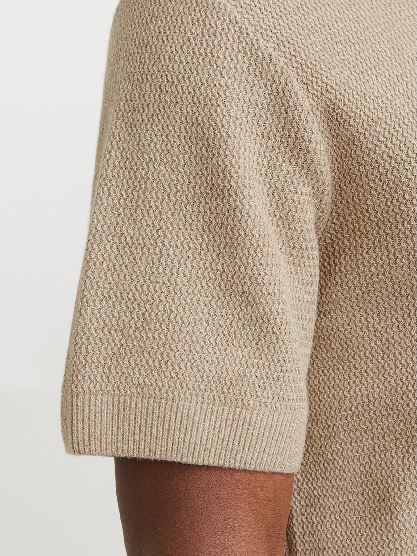 Image 6 of 6 of Jack & Jones Premium Knitted Polo Shirt - Beige