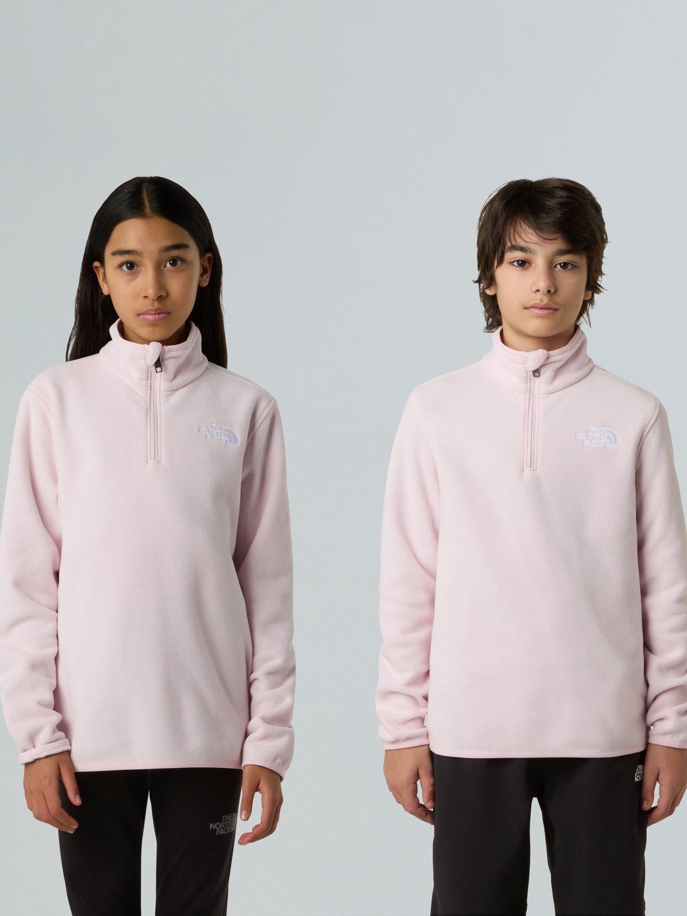 The North Face Teen Glacier 1/4 Zip Pullover Fleece- Pink