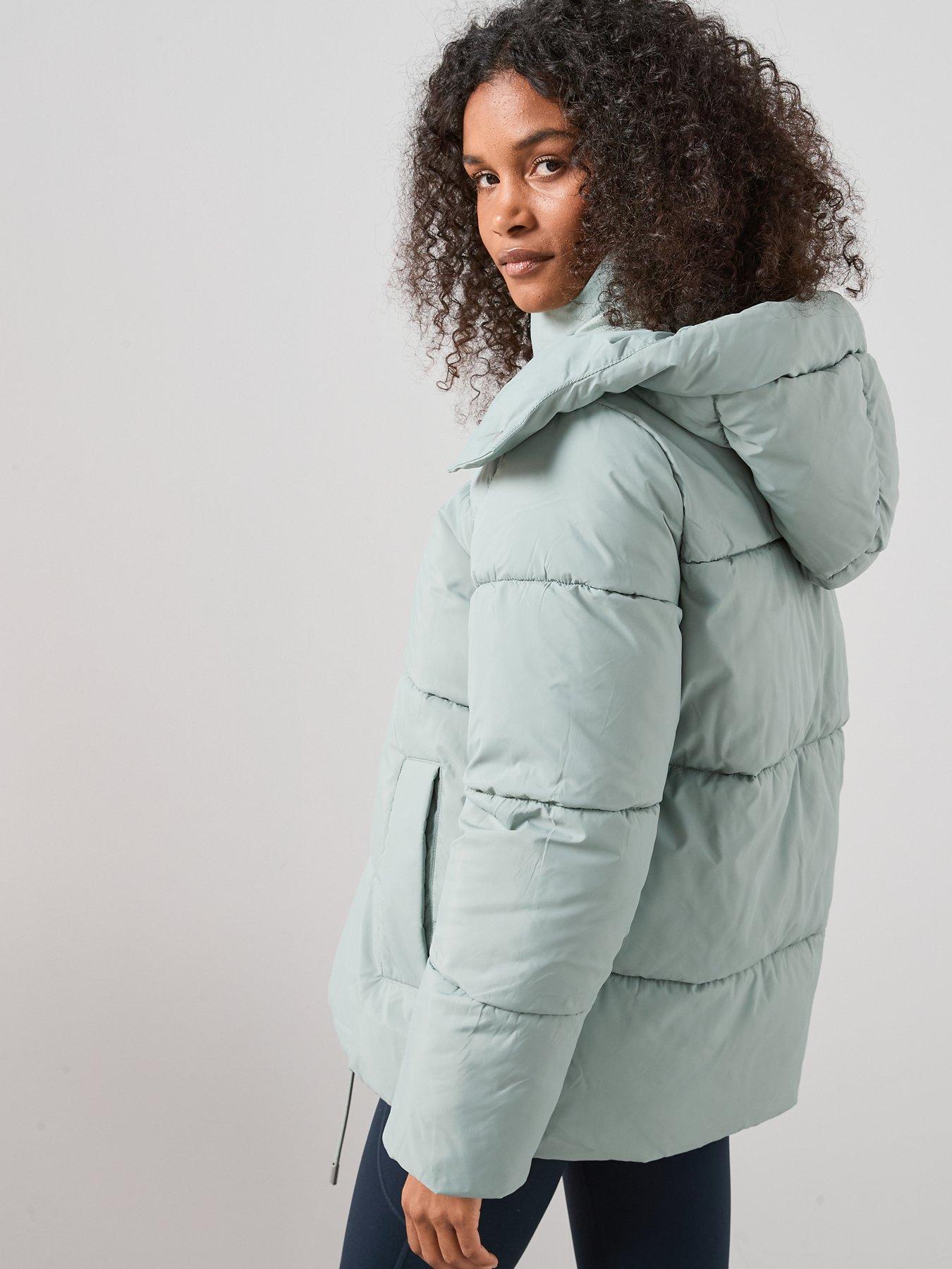 Image 2 of 7 of The Very Collection Padded Hooded Coat - Sea Kelp Green