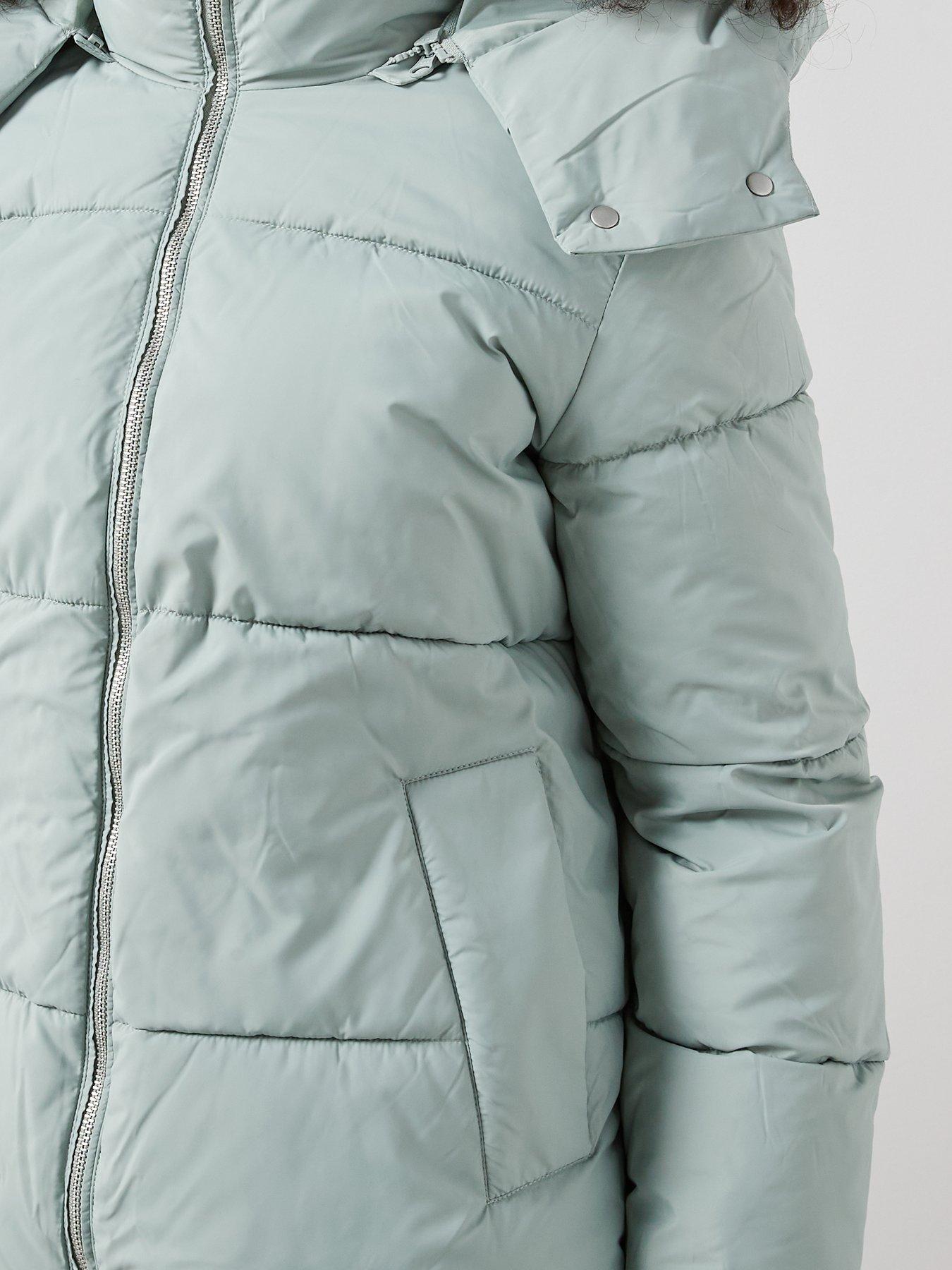 Image 6 of 7 of The Very Collection Padded Hooded Coat - Sea Kelp Green