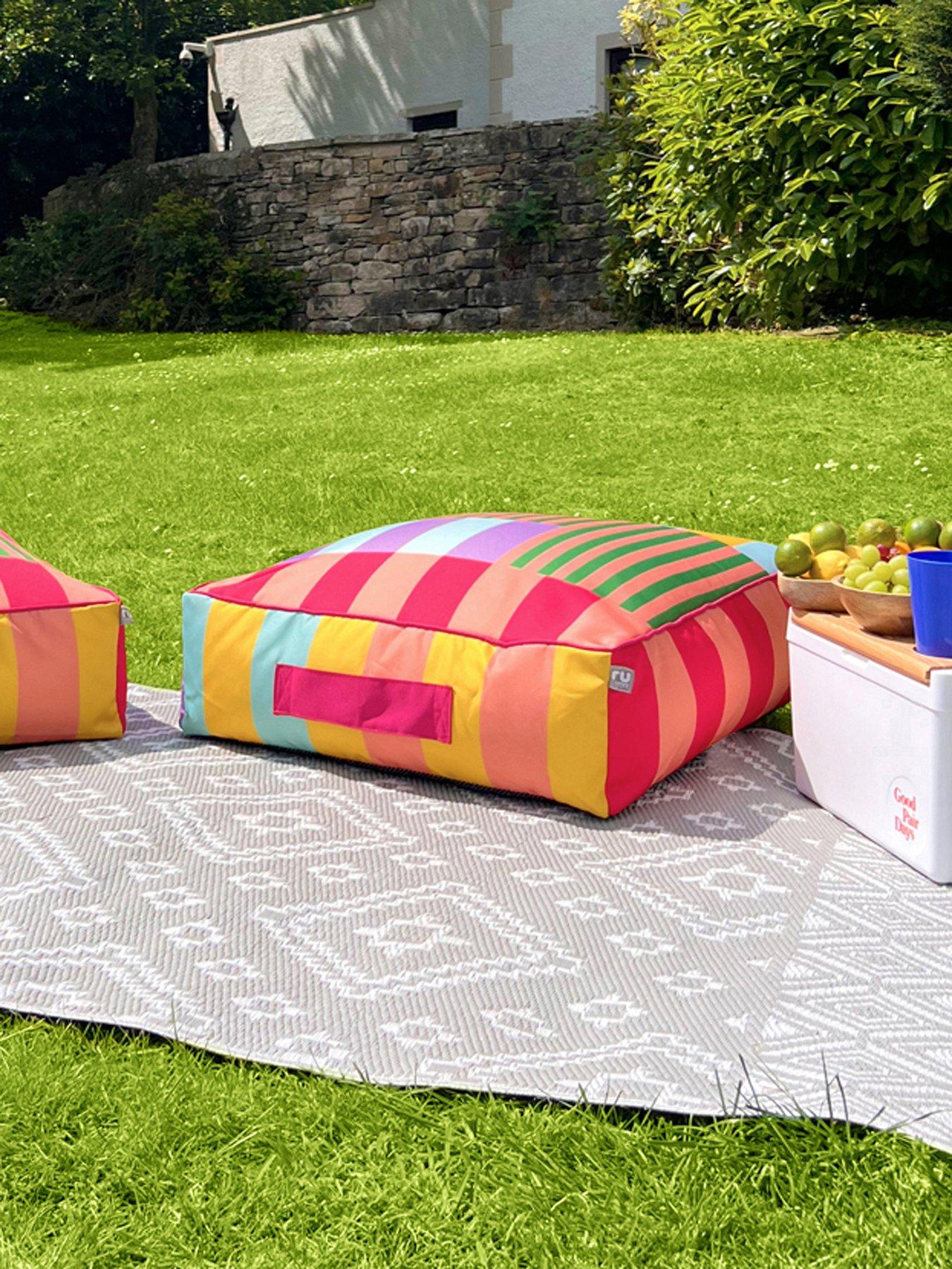 undefined Adult Indoor/outdoor Square Box Floor Cushion - Colourful Block Print