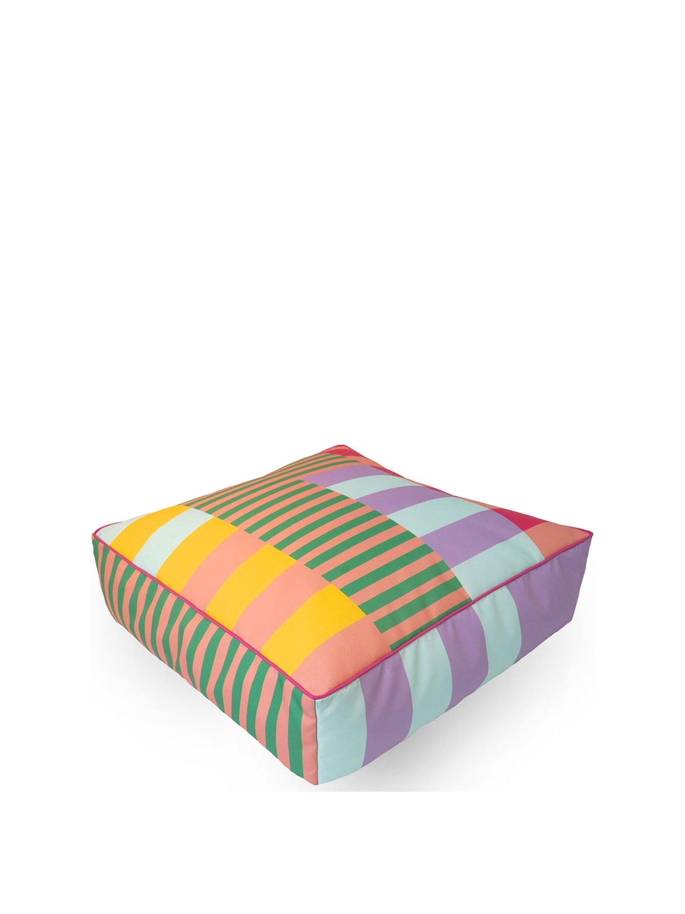 undefined Adult Indoor/outdoor Square Box Floor Cushion - Colourful Block Print