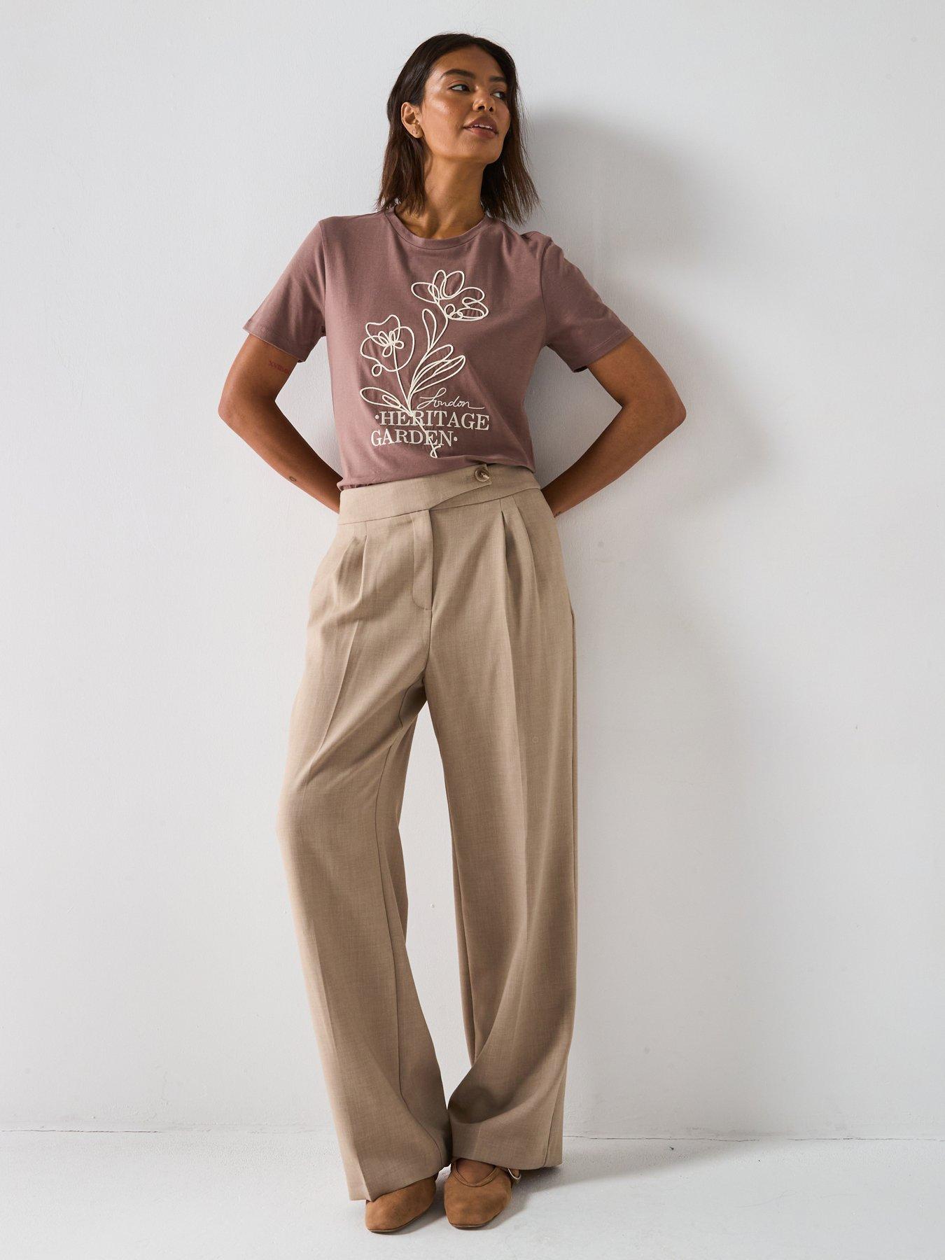 V by Very Floral T-Shirt - Brown