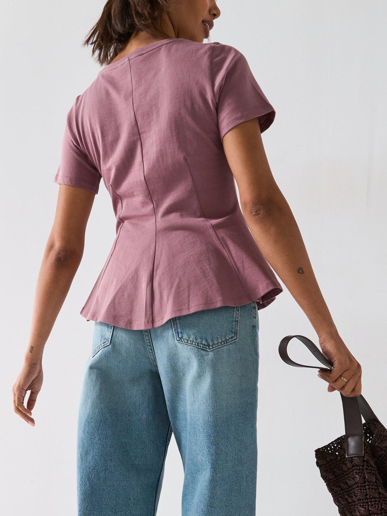 Image 2 of 6 of V by Very Seam Detail T-Shirt - Purple