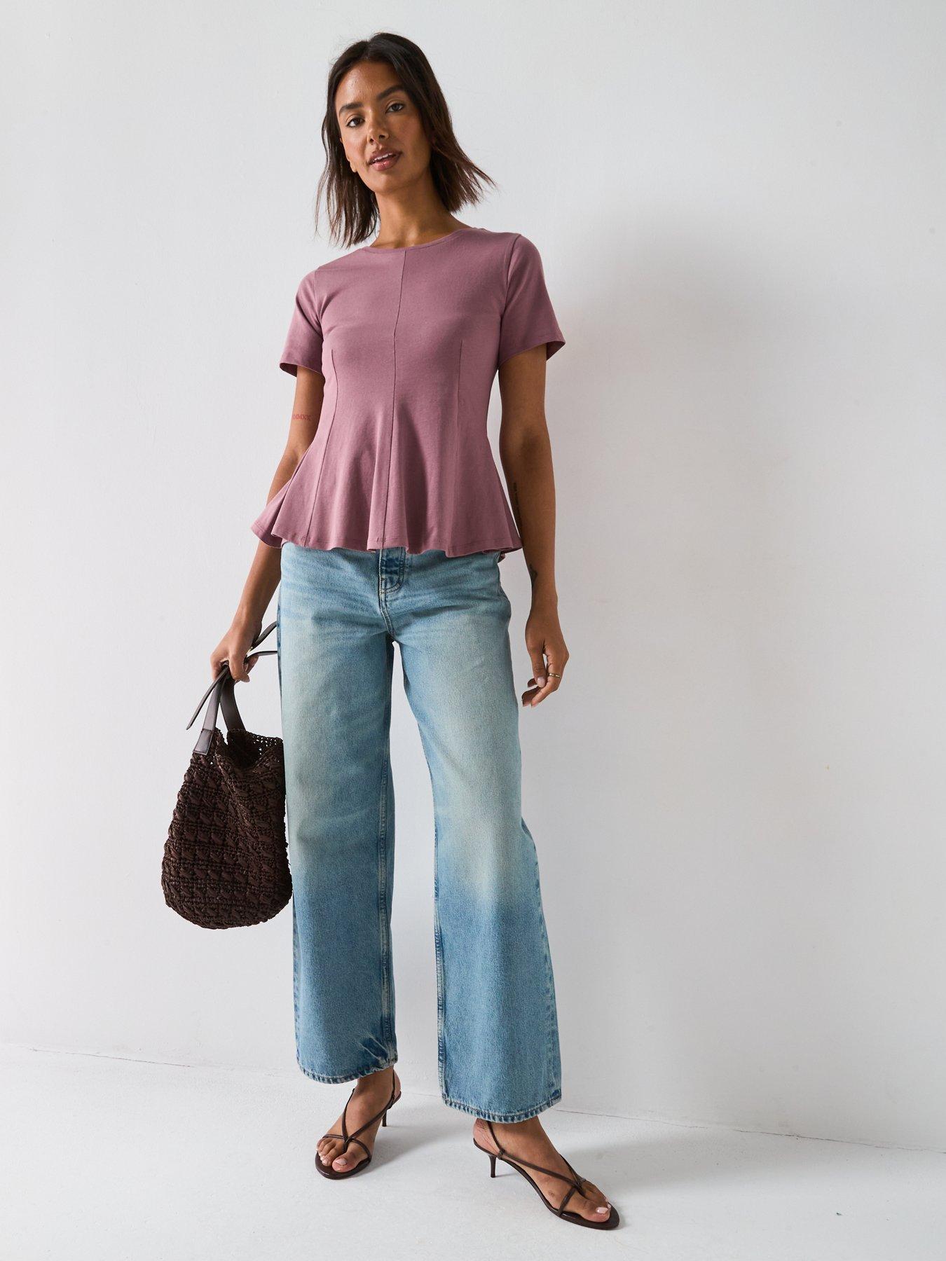 Image 3 of 6 of V by Very Seam Detail T-Shirt - Purple